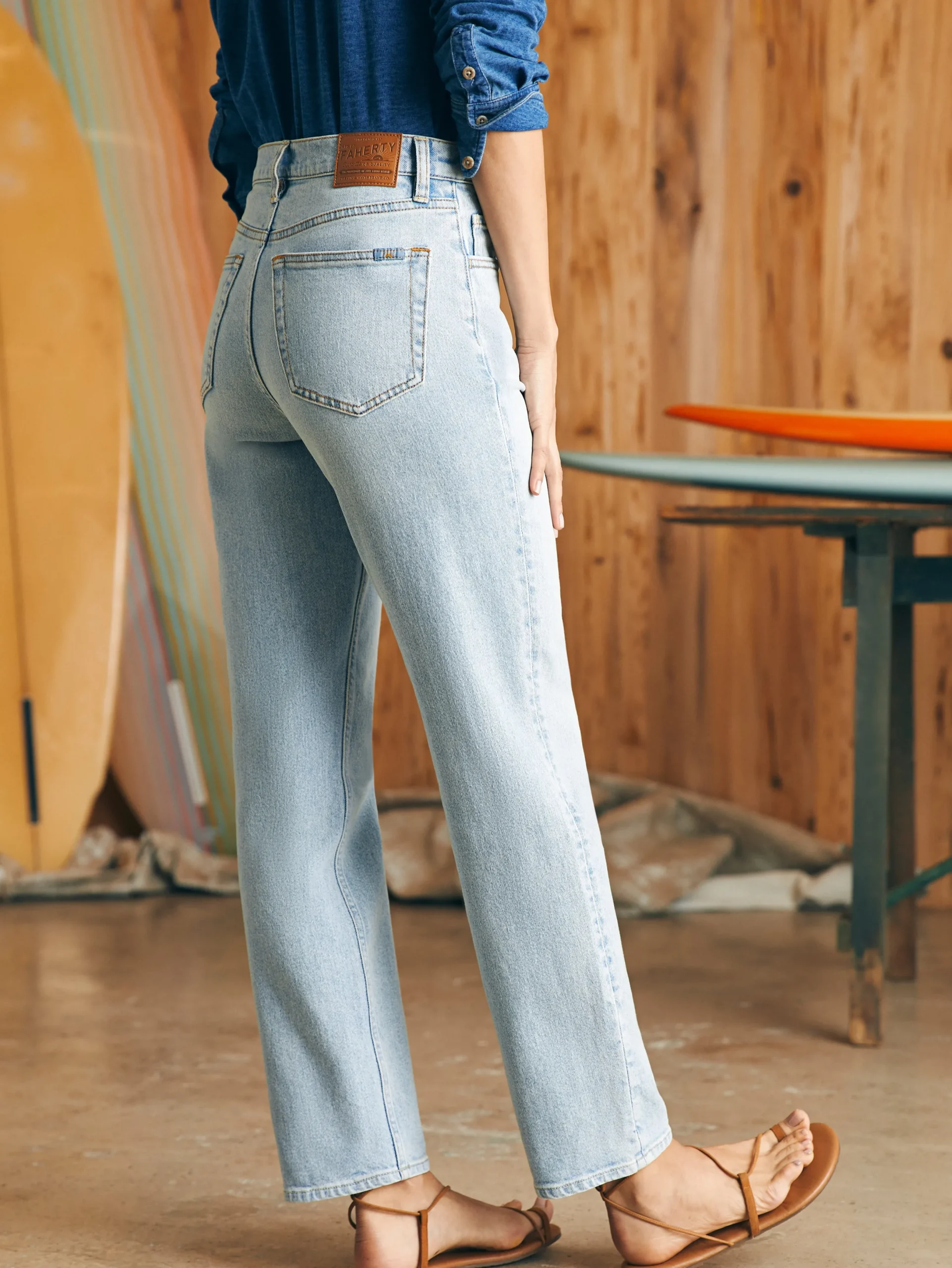 Women Faherty Brand Organic Cotton Slim Straight Denim -