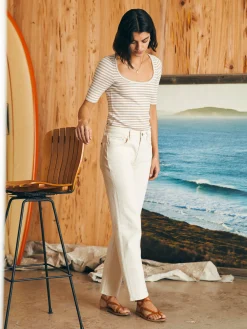 Women Faherty Brand Organic Cotton Slim Straight Ankle Denim -