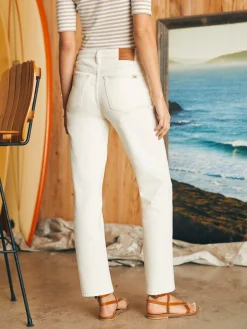 Women Faherty Brand Organic Cotton Slim Straight Ankle Denim -
