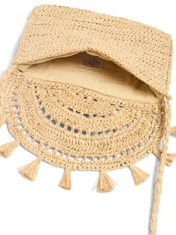 Women Faherty Brand Raffia Tassel Clutch -