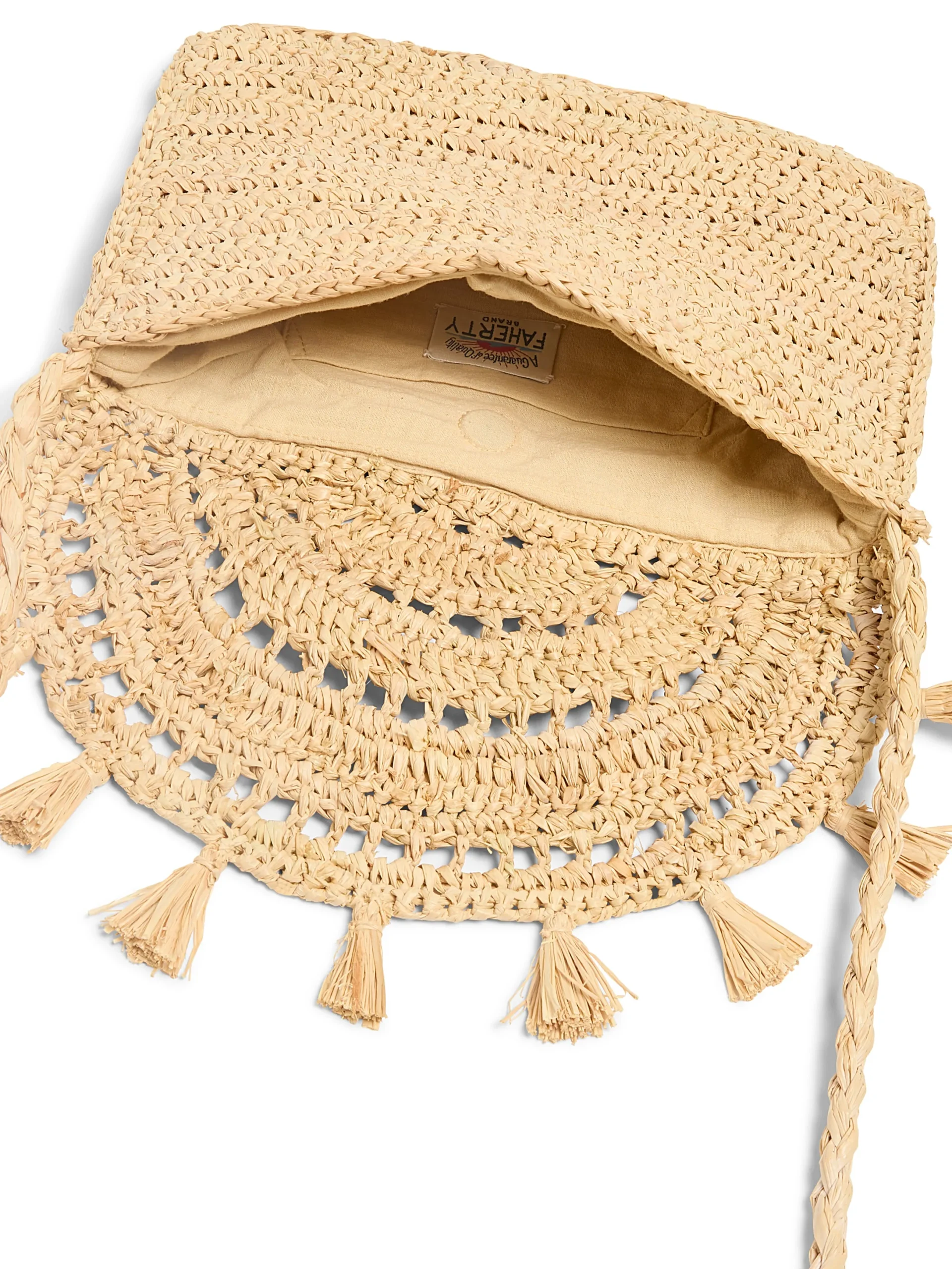 Women Faherty Brand Raffia Tassel Clutch -