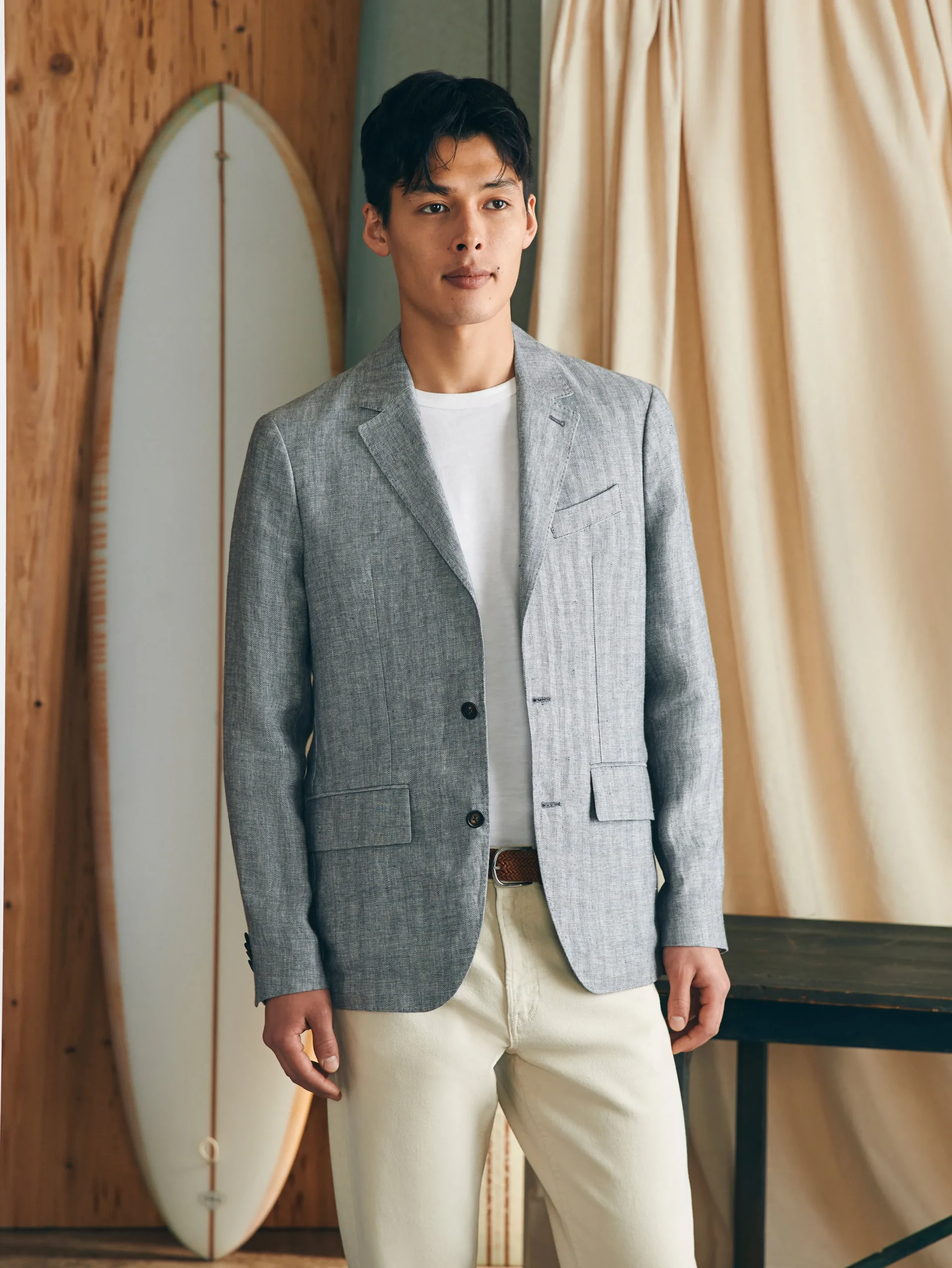 Faherty Brand Reserve Linen Herringbone Blazer -