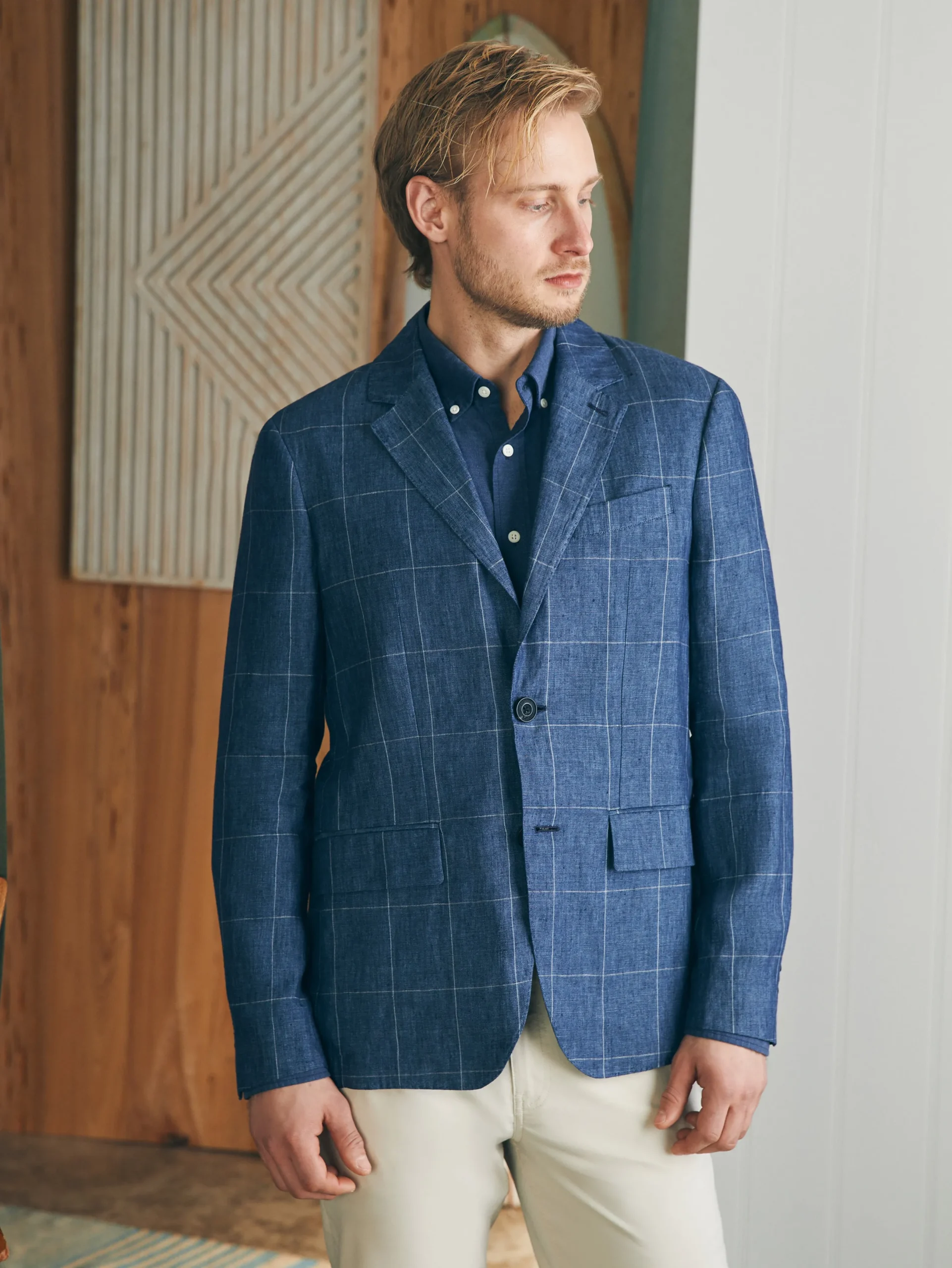 Faherty Brand Reserve Linen Windowpane Blazer -