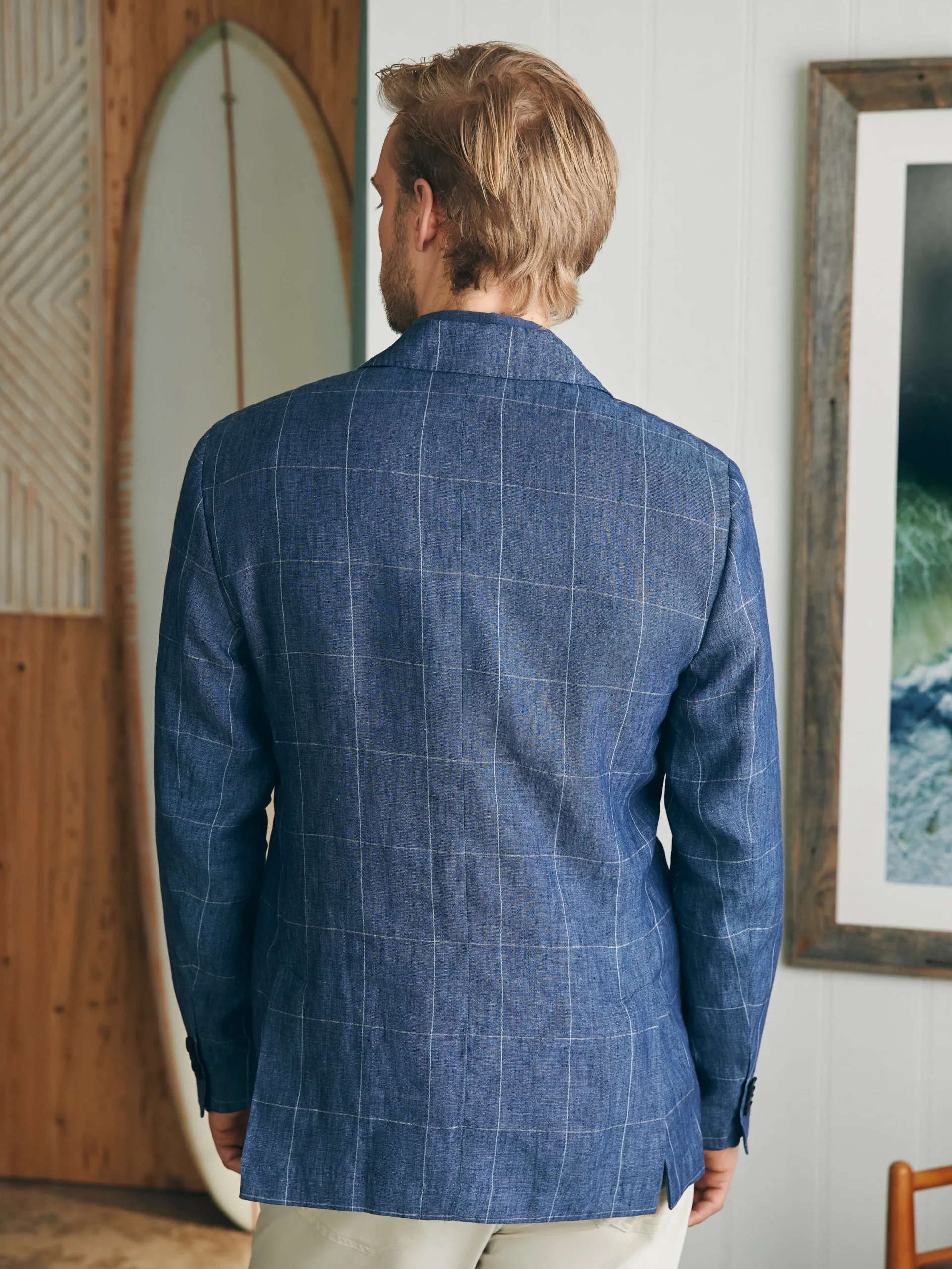 Faherty Brand Reserve Linen Windowpane Blazer -