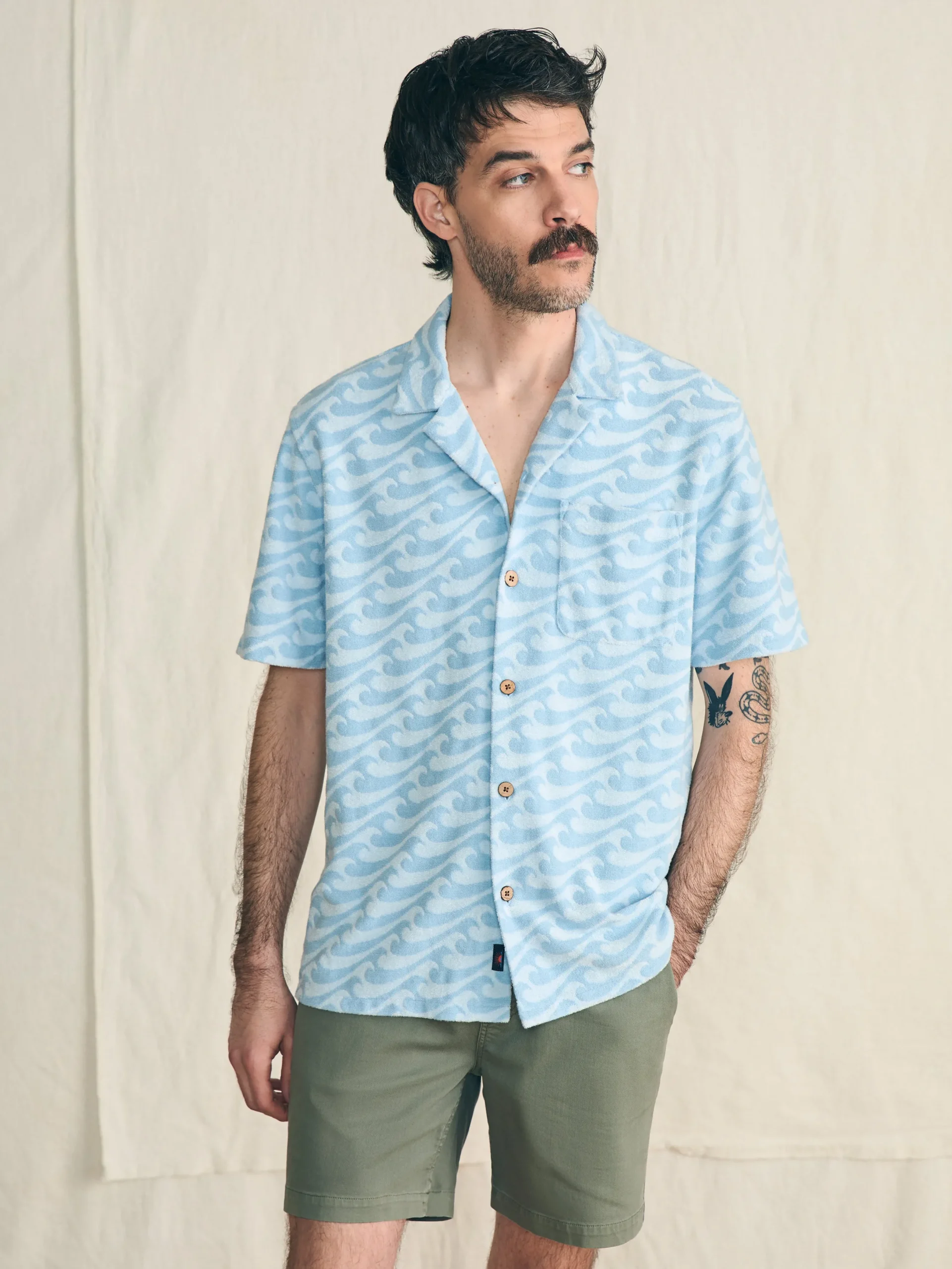 Faherty Brand Short-Sleeve Cabana Towel Terry Shirt -