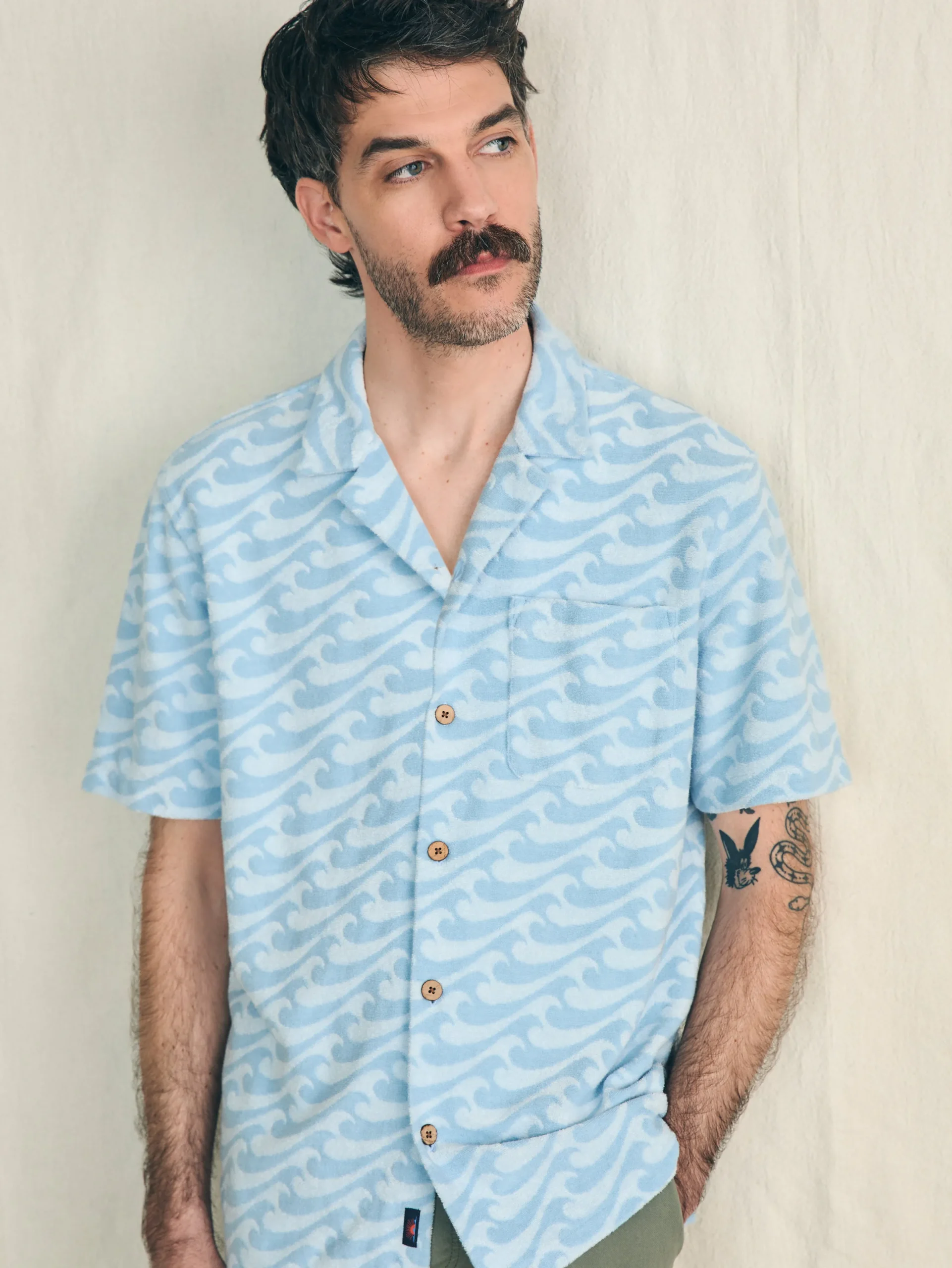 Faherty Brand Short-Sleeve Cabana Towel Terry Shirt -