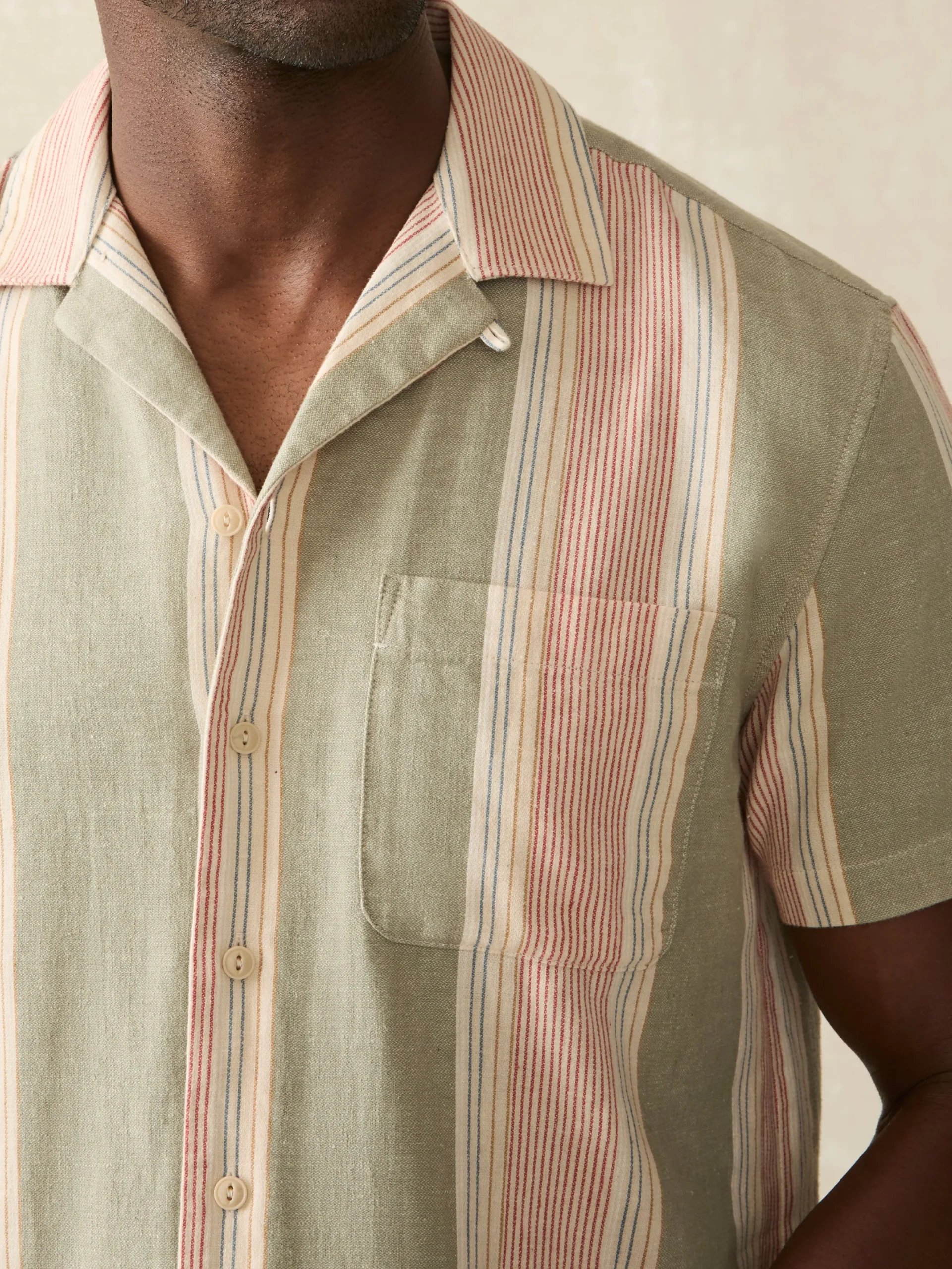 Faherty Brand Short-Sleeve Hemp Blend Camp Shirt -