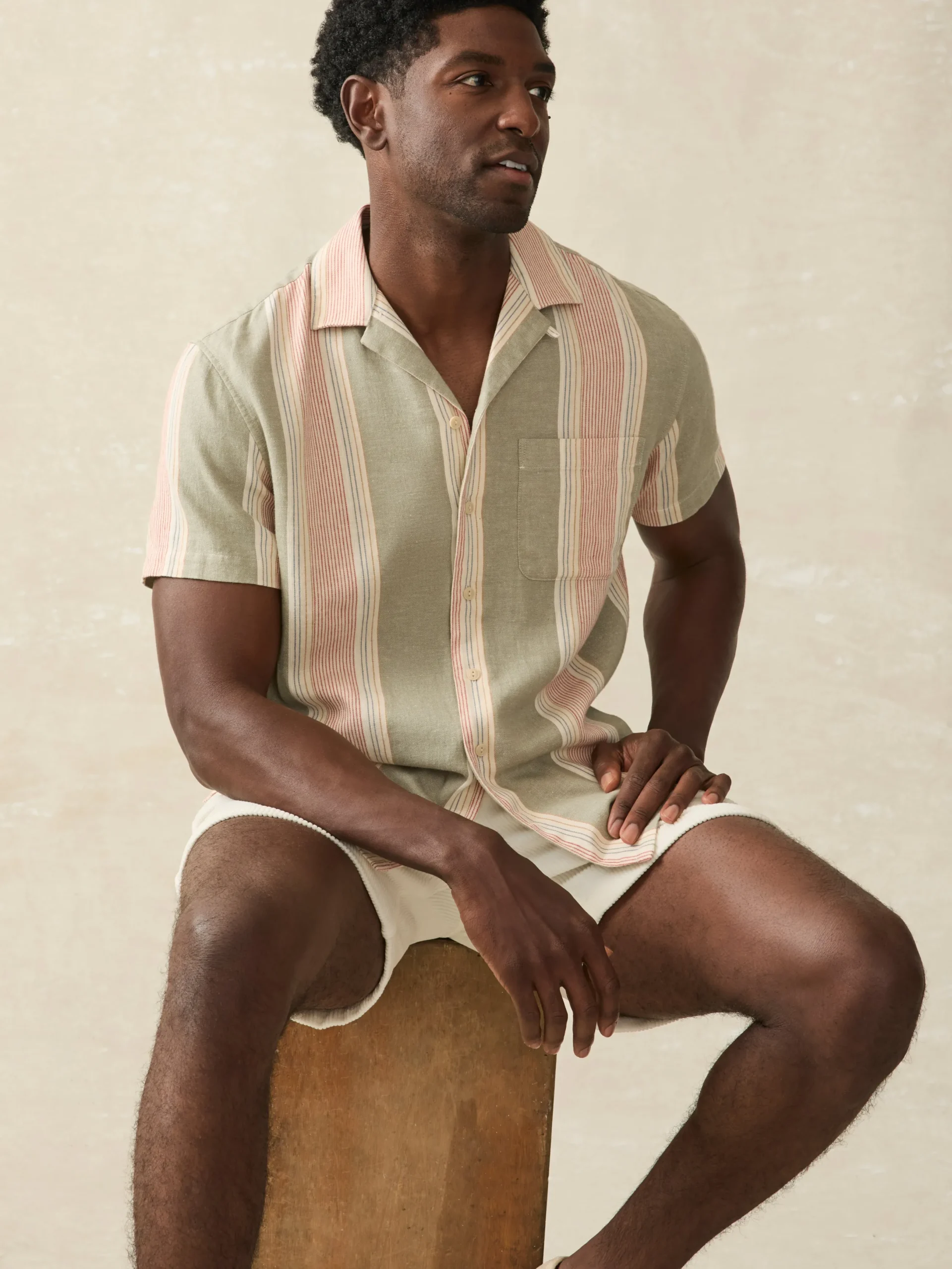 Faherty Brand Short-Sleeve Hemp Blend Camp Shirt -