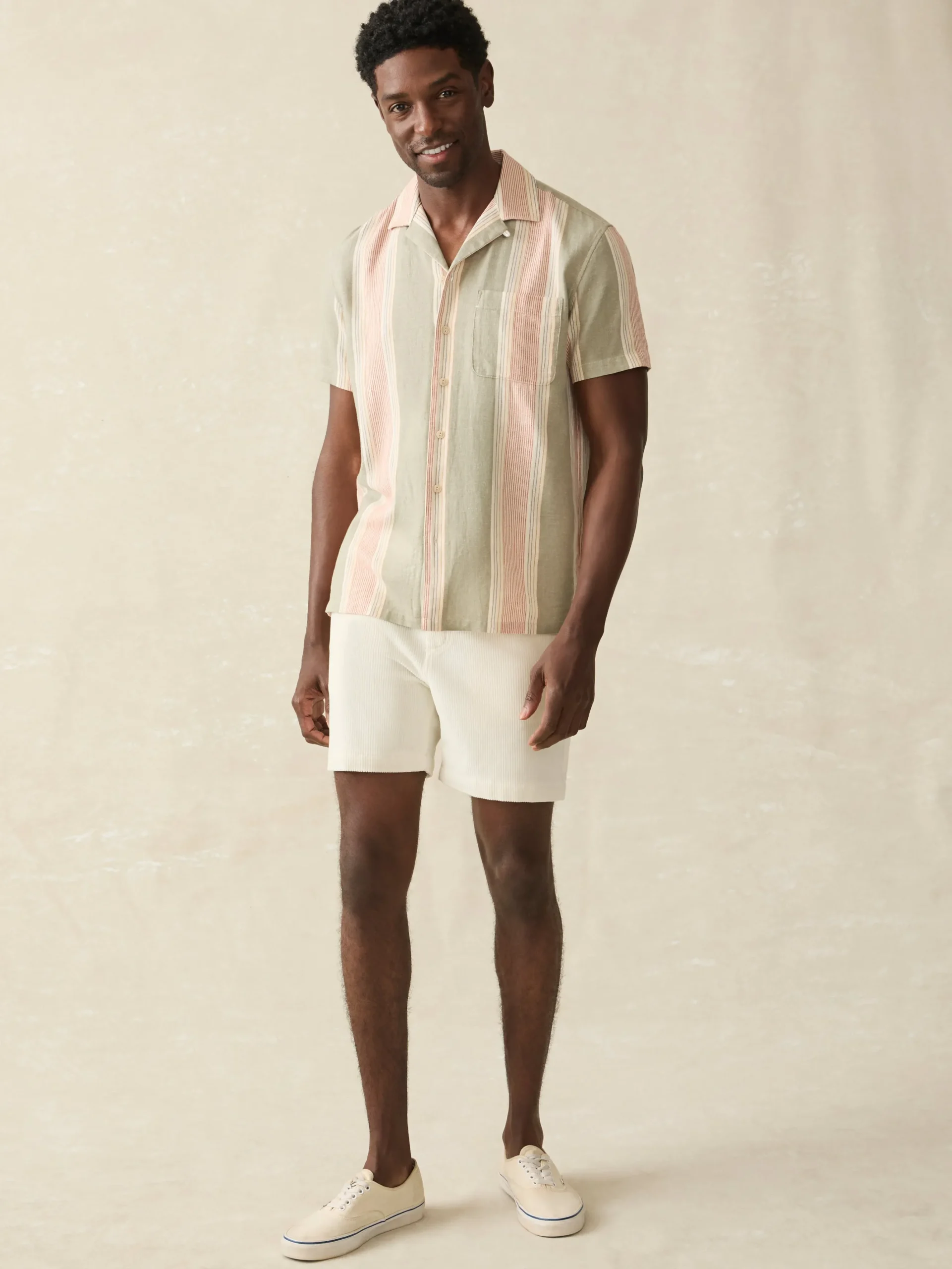 Faherty Brand Short-Sleeve Hemp Blend Camp Shirt -