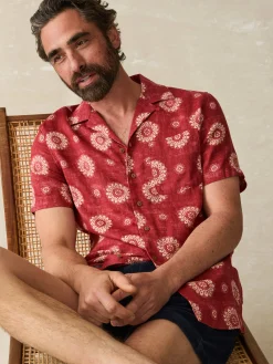 Faherty Brand Short-Sleeve Hemp Blend Camp Shirt -