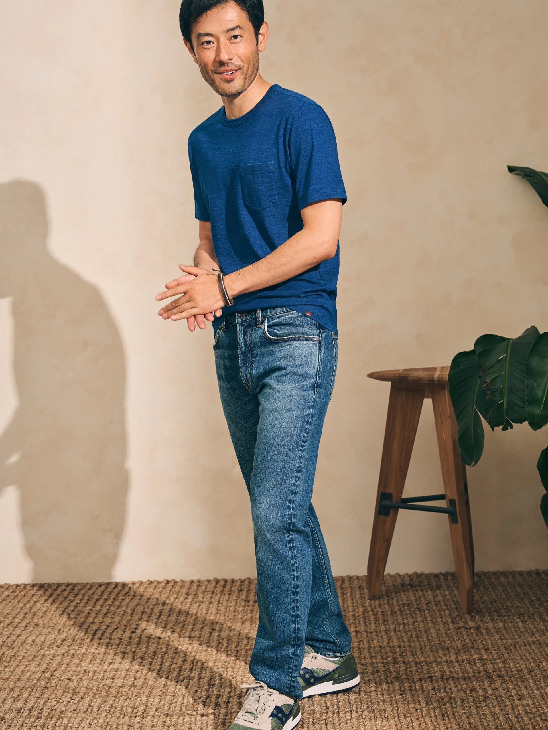 Faherty Brand Short-Sleeve Indigo Pocket Tee -