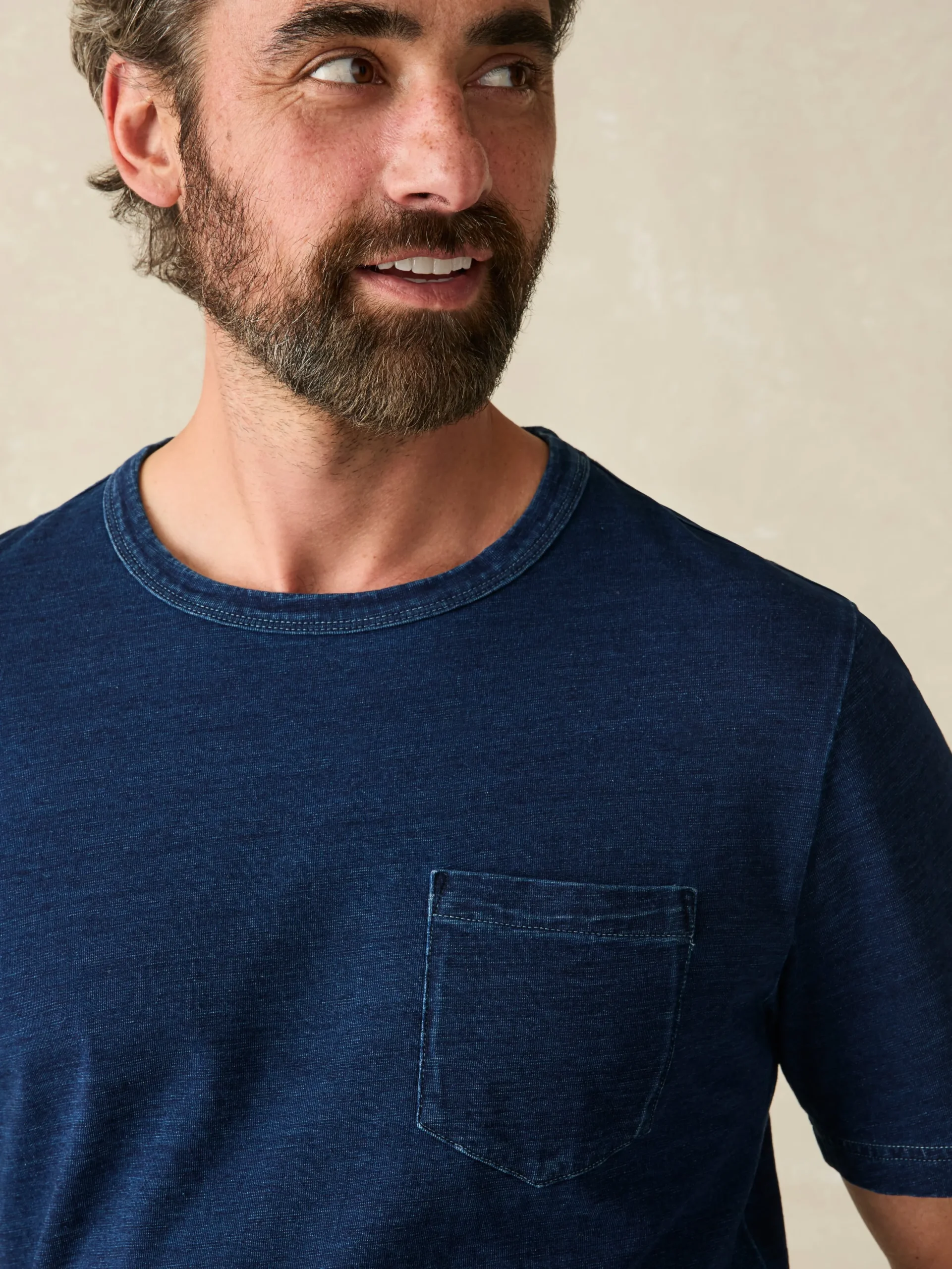 Faherty Brand Short-Sleeve Indigo Pocket Tee -