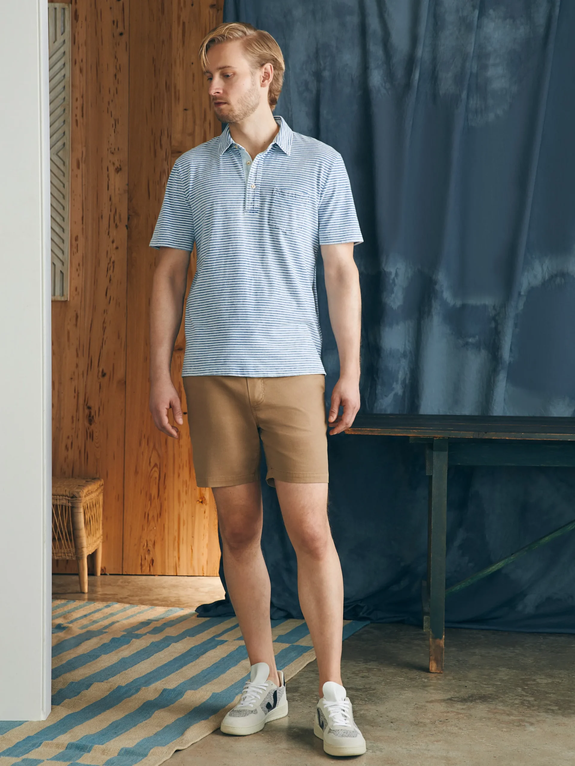 Faherty Brand Short-Sleeve Indigo Polo Shirt -