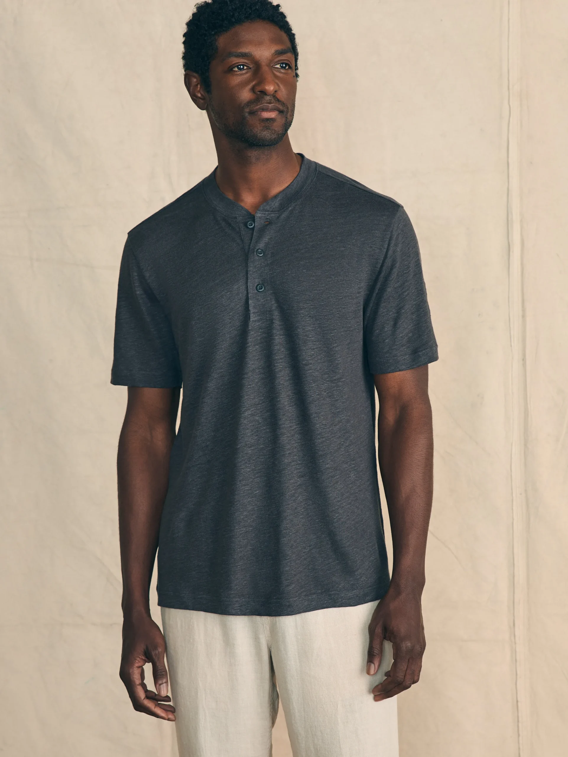 Faherty Brand Short-Sleeve Linen Henley -