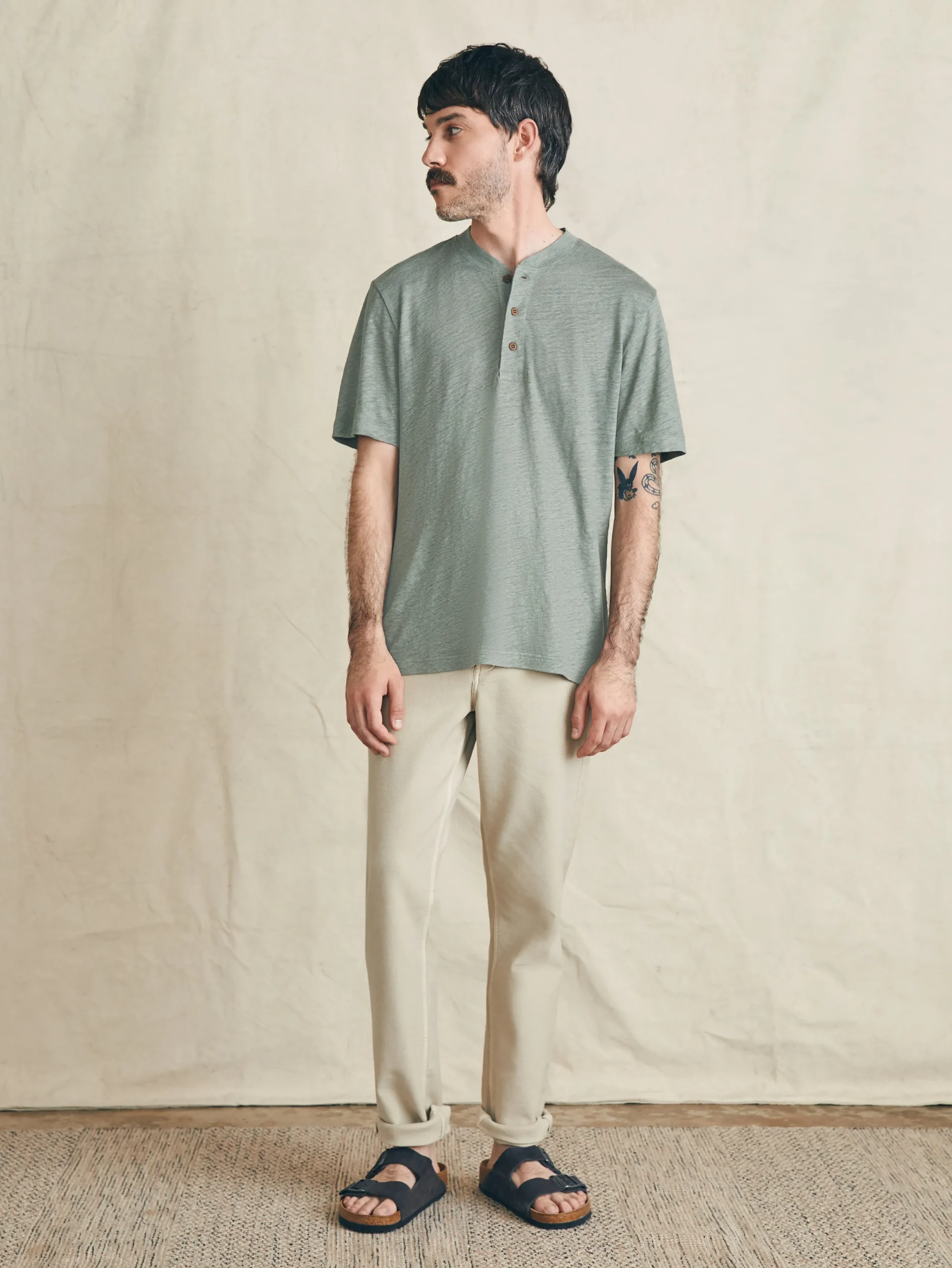 Faherty Brand Short-Sleeve Linen Henley -