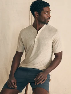 Faherty Brand Short-Sleeve Linen Henley -