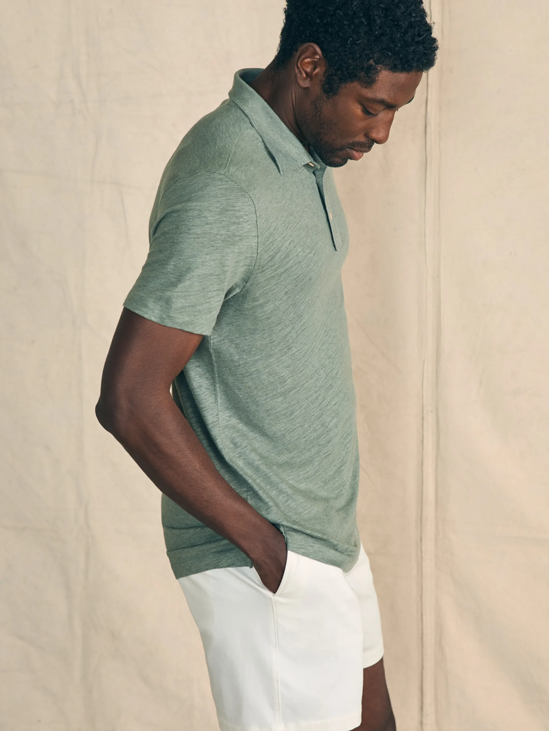 Faherty Brand Short-Sleeve Linen Polo -