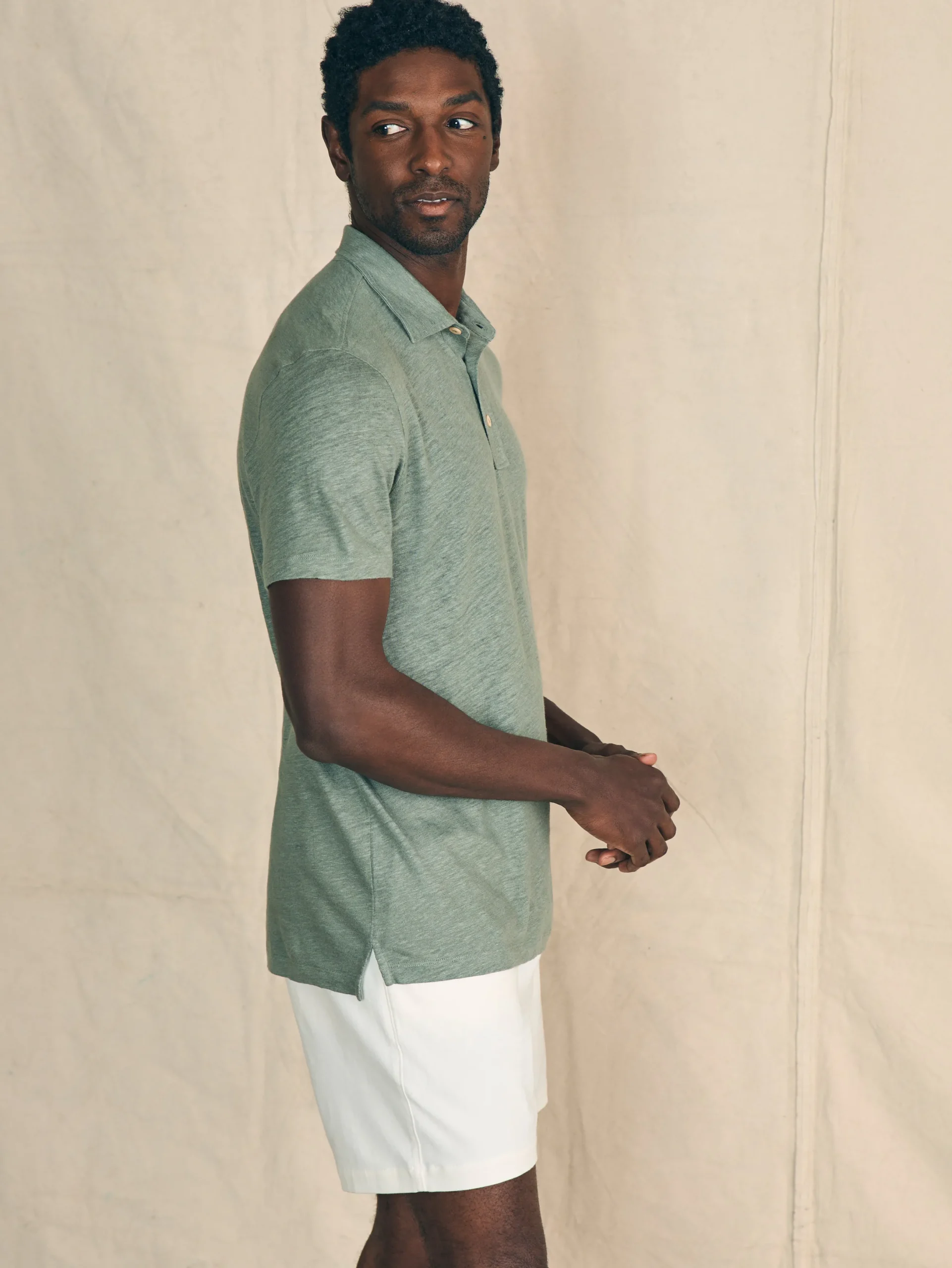 Faherty Brand Short-Sleeve Linen Polo -