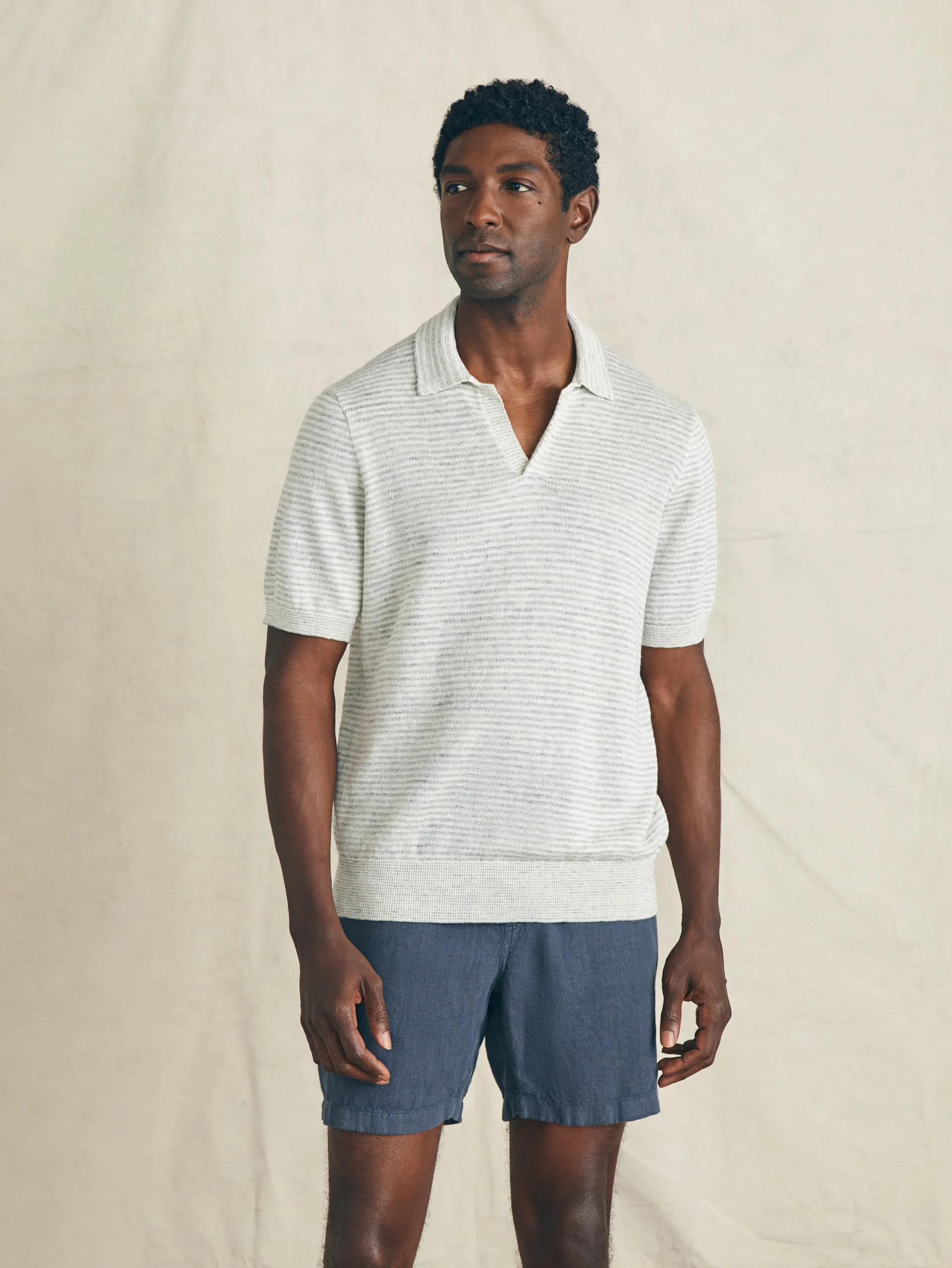 Faherty Brand Short-Sleeve Linen Sweater Polo -