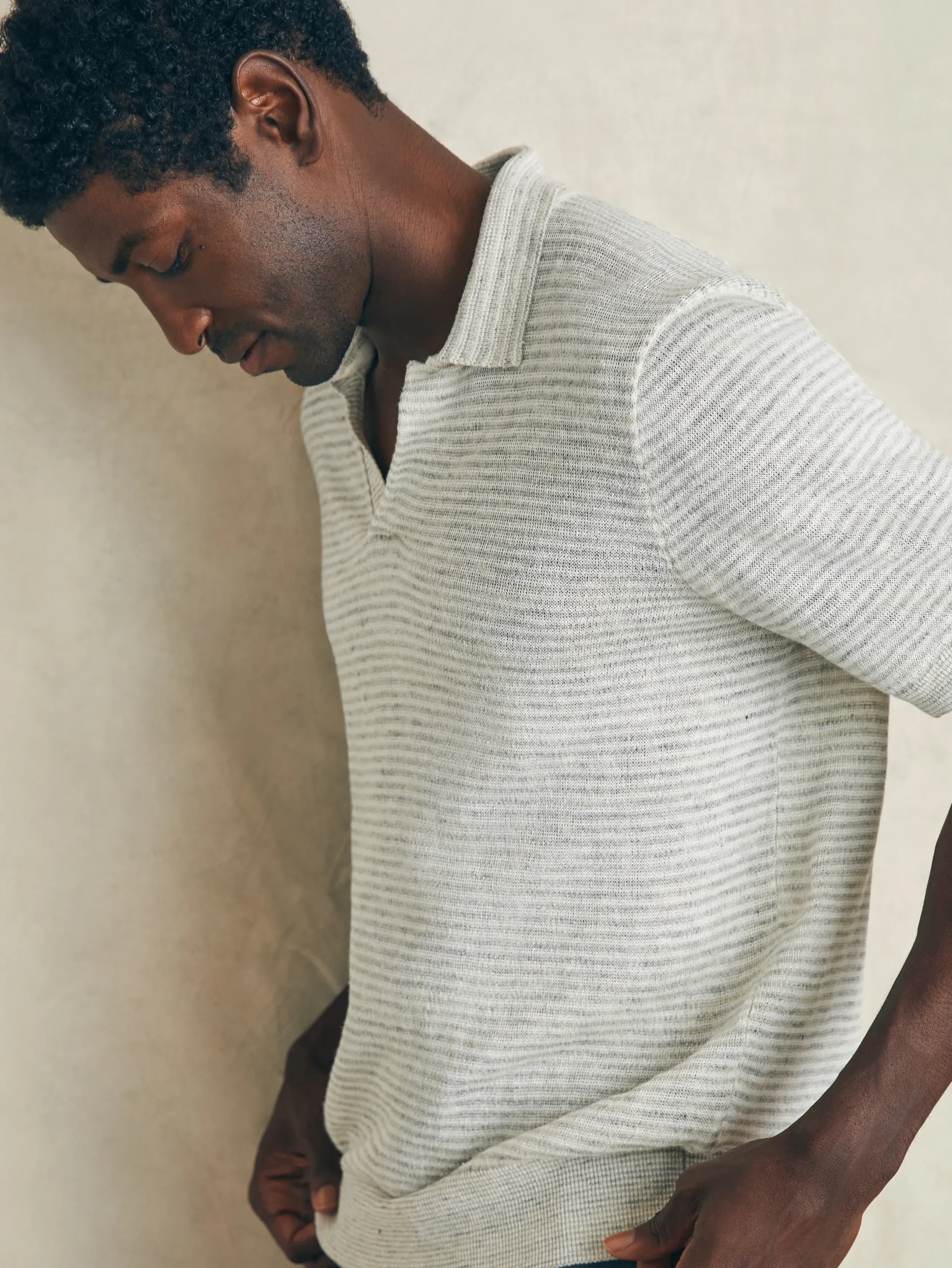 Faherty Brand Short-Sleeve Linen Sweater Polo -