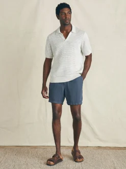 Faherty Brand Short-Sleeve Linen Sweater Polo -