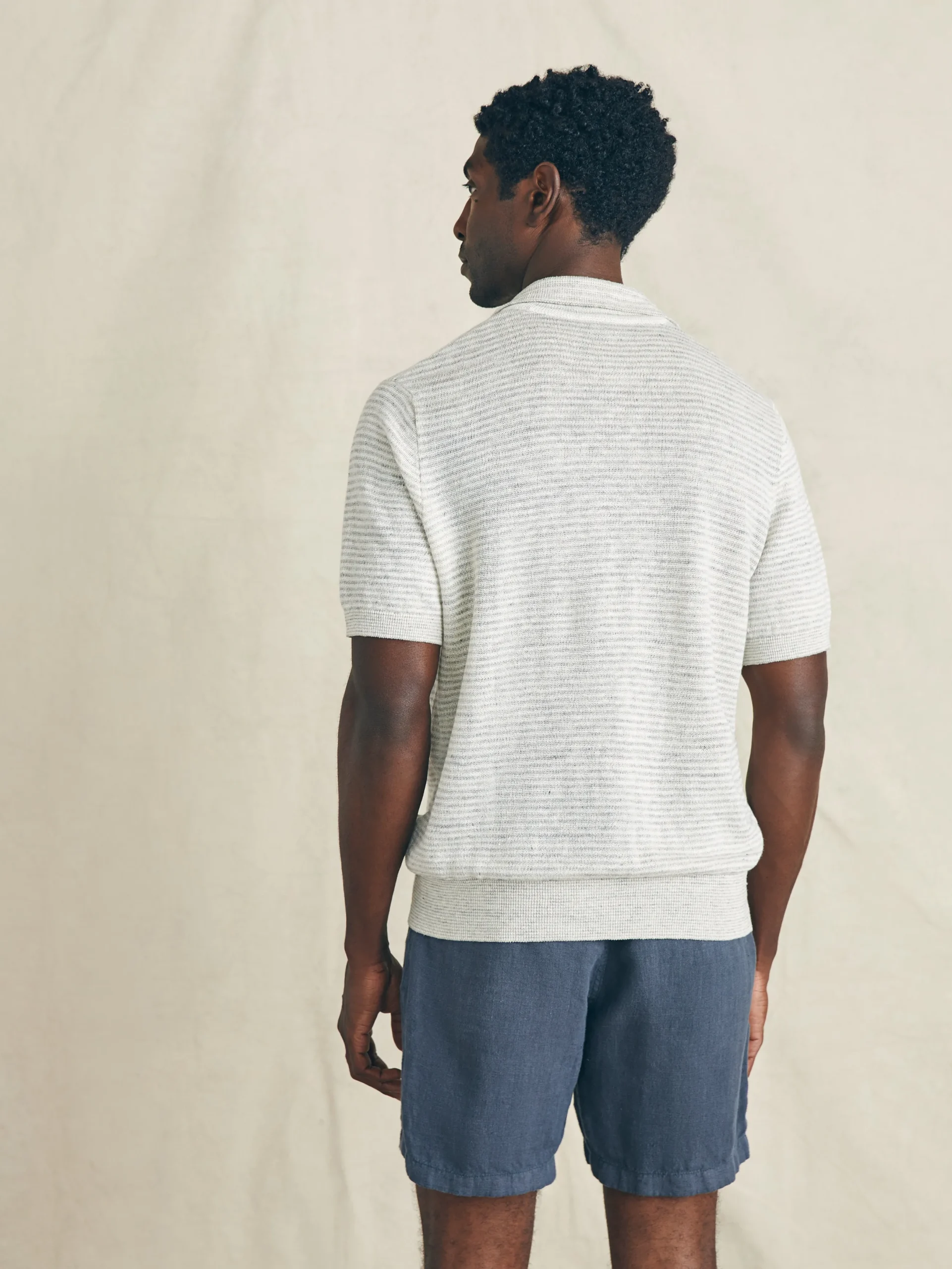 Faherty Brand Short-Sleeve Linen Sweater Polo -
