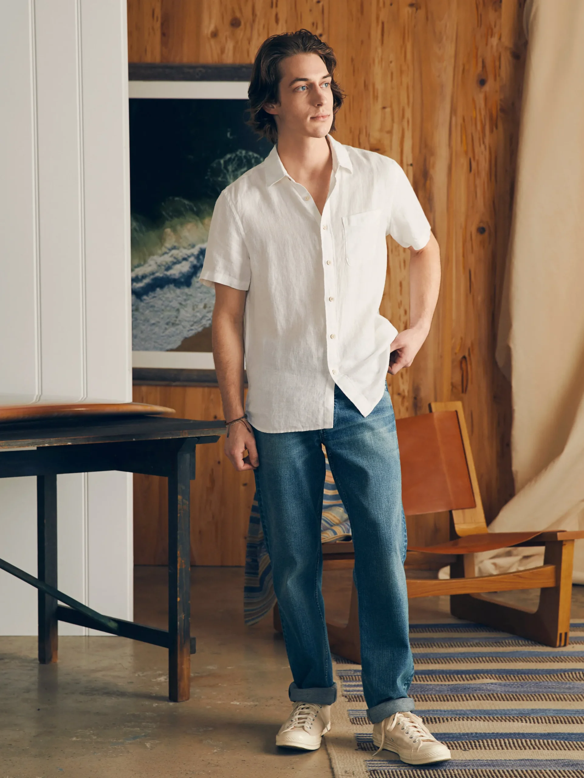 Faherty Brand Short-Sleeve Palma Linen Shirt (Tall) -