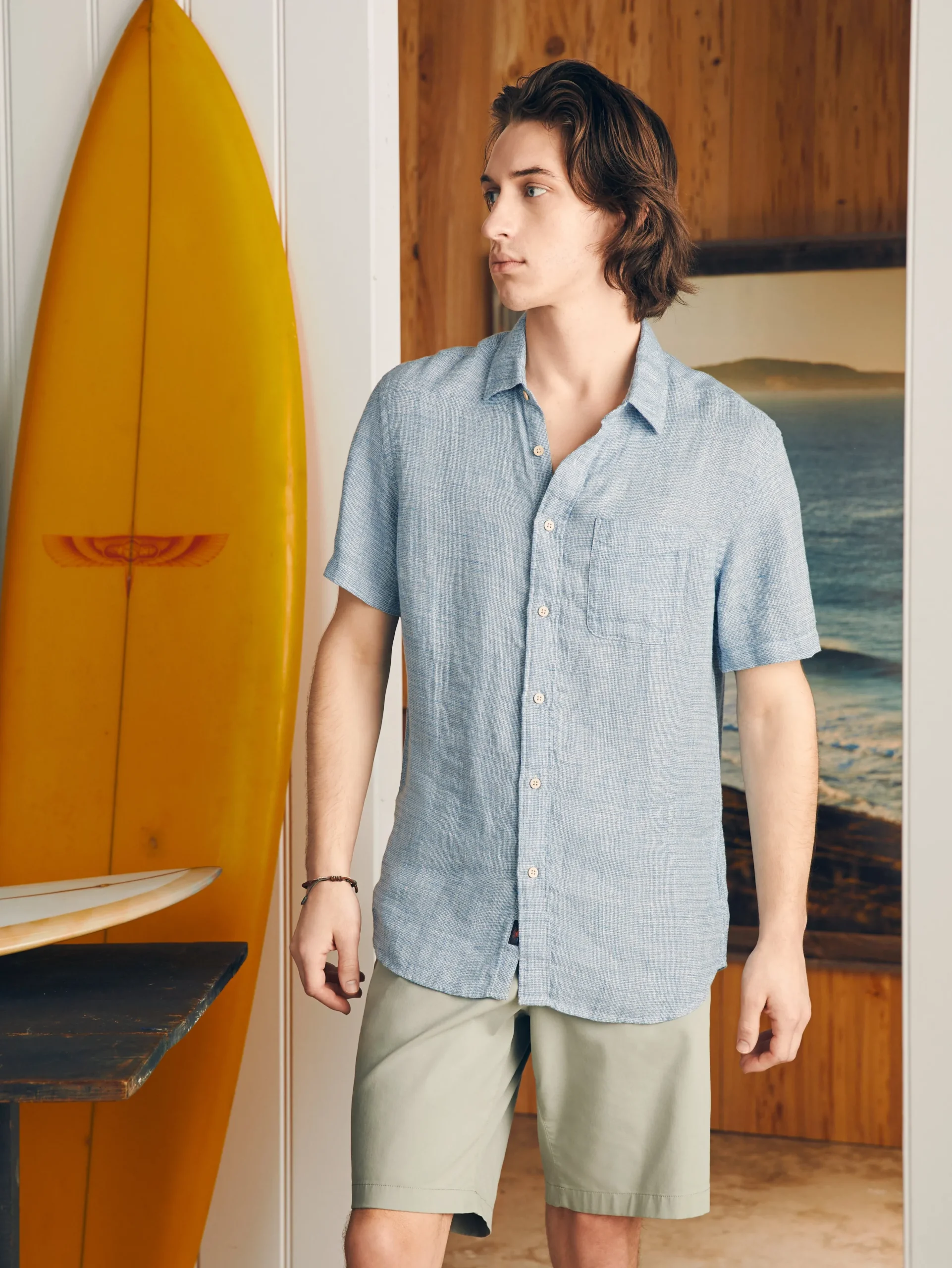Faherty Brand Short-Sleeve Palma Linen Shirt (Tall) -
