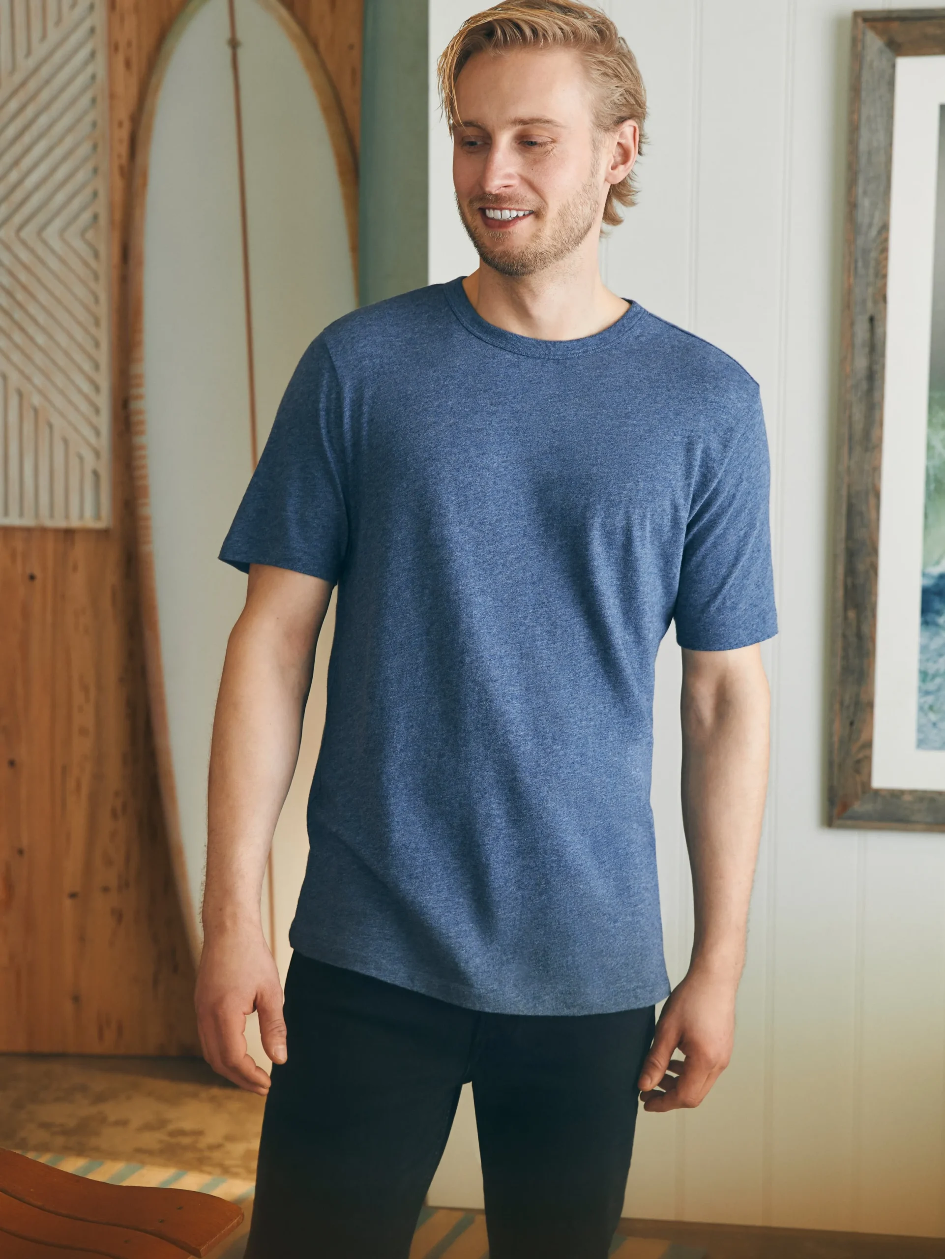 Faherty Brand Short-Sleeve Vintage Chambray Tee -