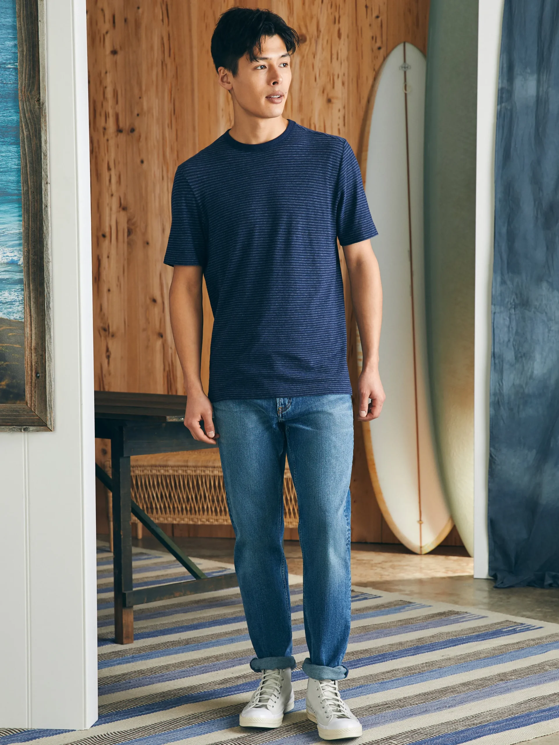 Faherty Brand Short-Sleeve Vintage Chambray Tee -