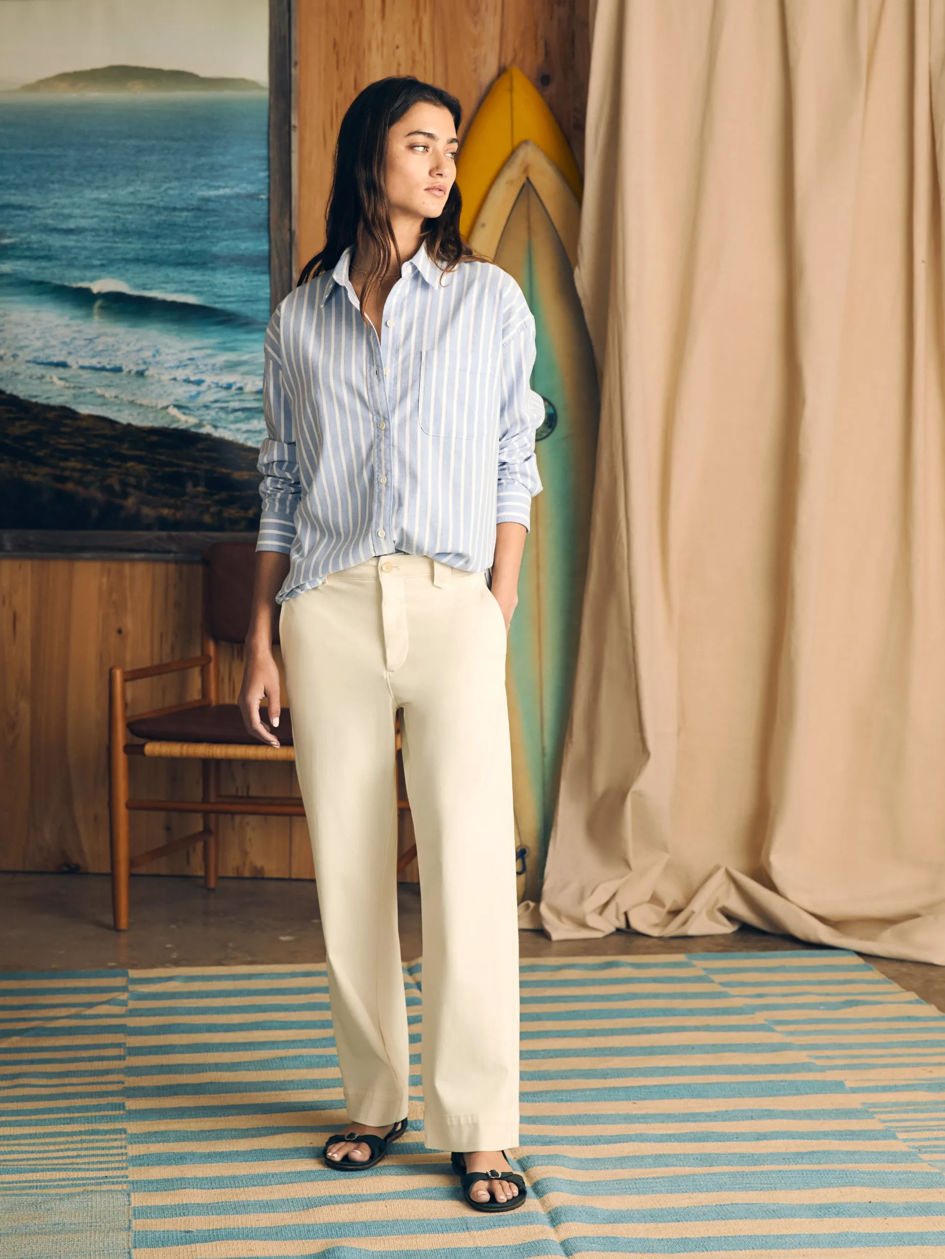 Women Faherty Brand Stretch Oxford Relaxed Shirt -