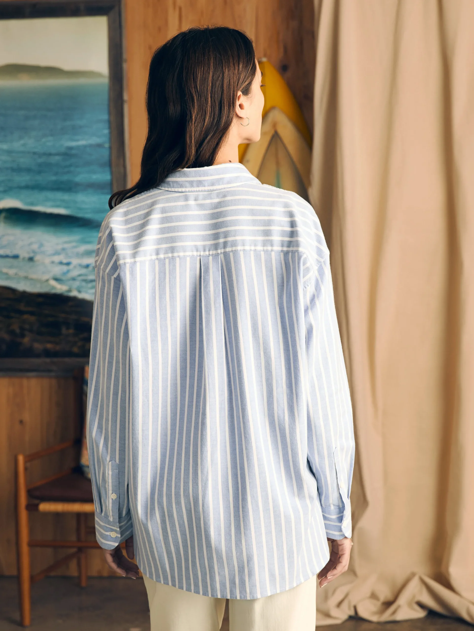 Women Faherty Brand Stretch Oxford Relaxed Shirt -