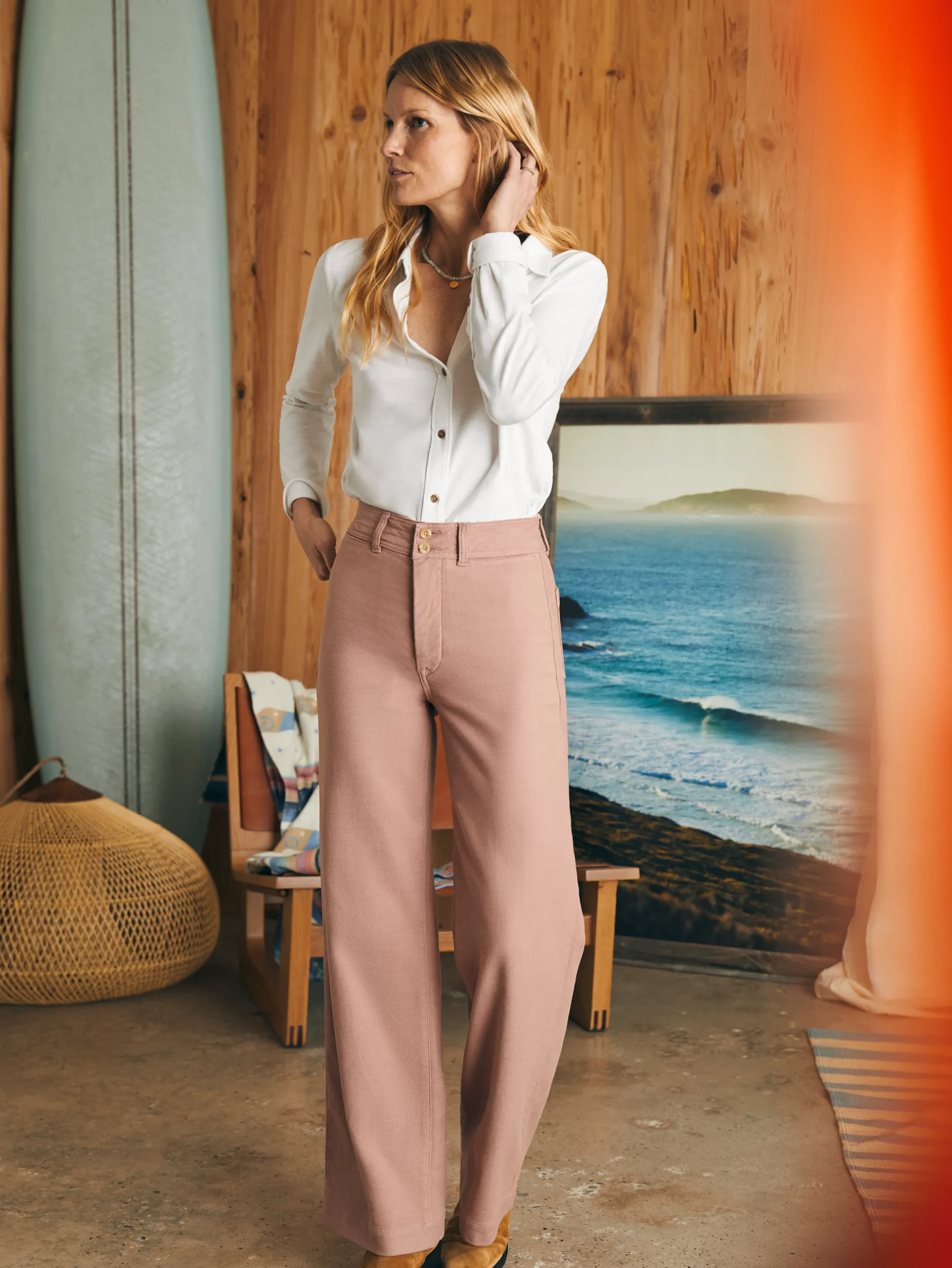Women Faherty Brand Stretch Terry Harbor Pant -