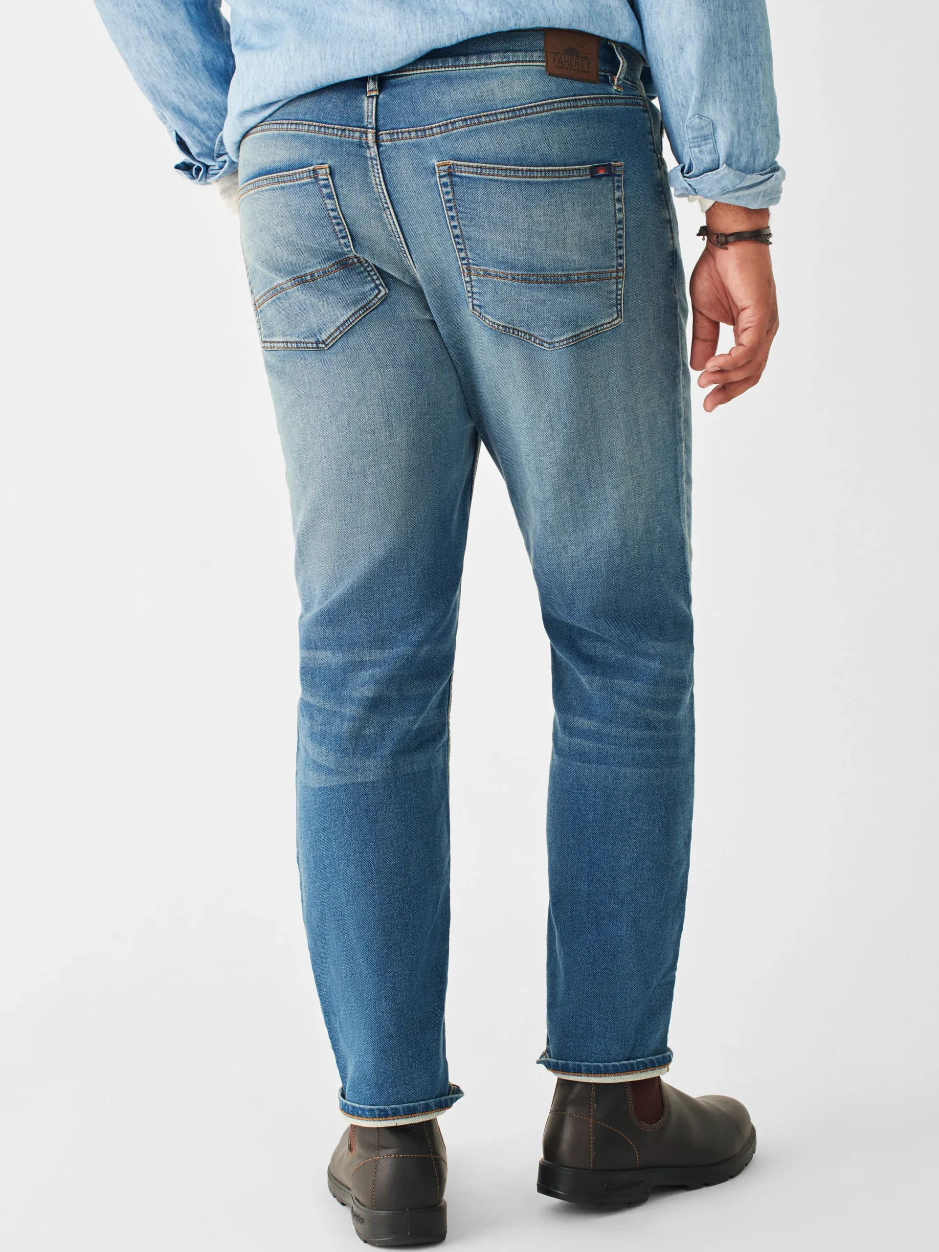 Faherty Brand Stretch Terry Indigo 5-Pocket Pant (32" Inseam) -