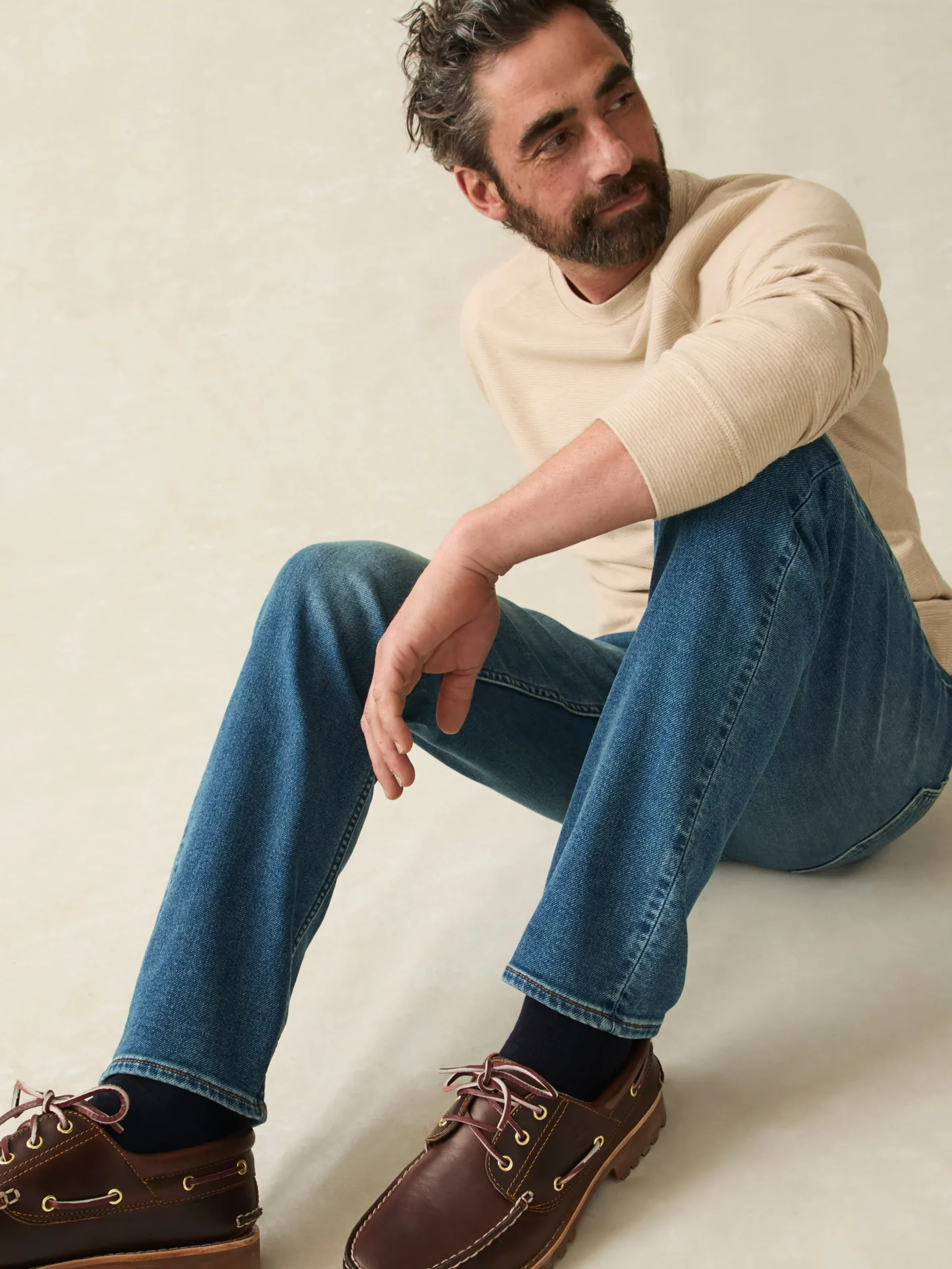 Faherty Brand Stretch Terry Indigo 5-Pocket Pant -