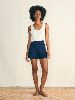 Women Faherty Brand Stretch Terry Patch Pocket Short -
