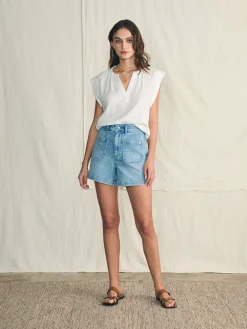 Women Faherty Brand Stretch Terry Patch Pocket Short -