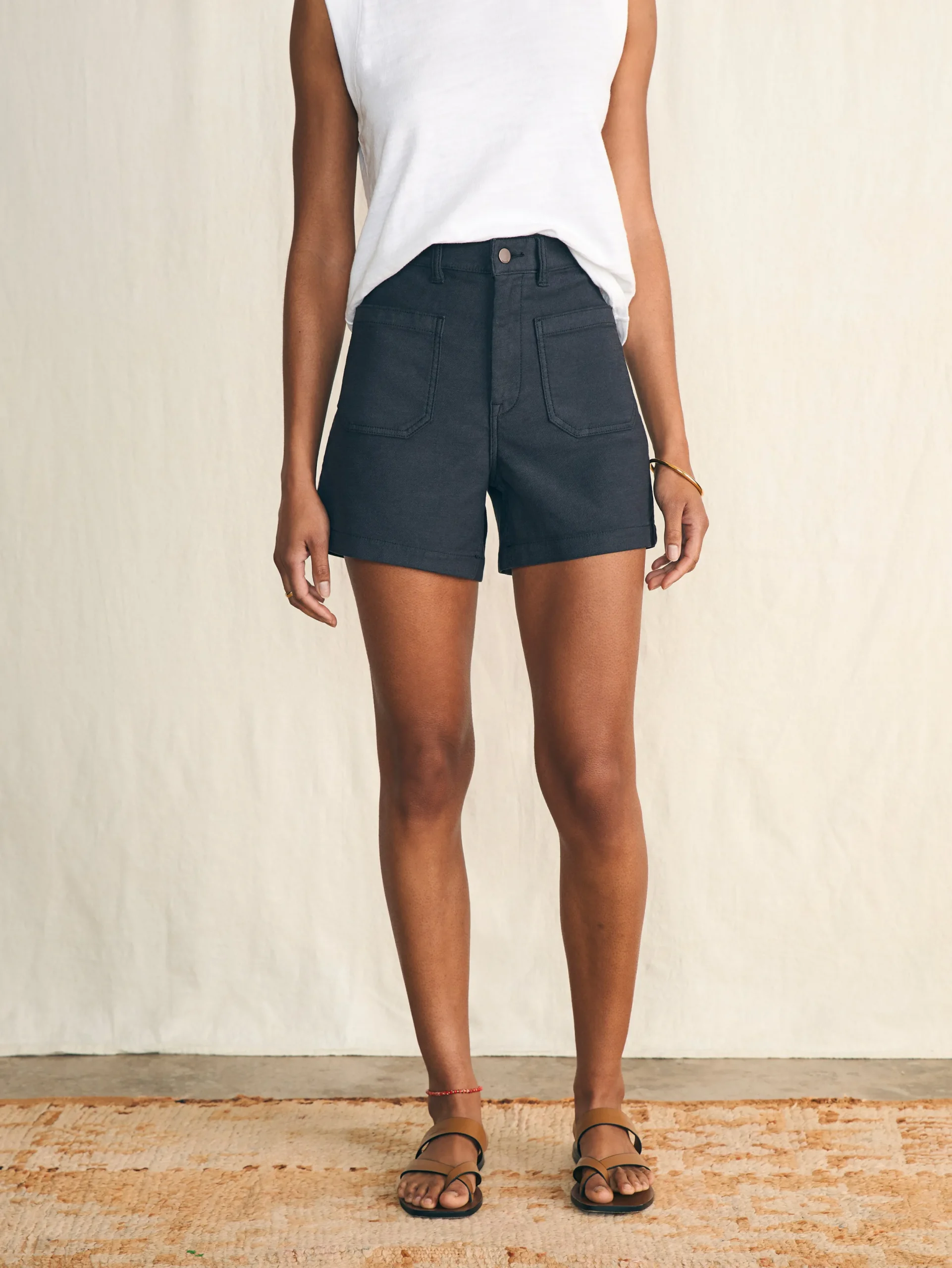 Women Faherty Brand Stretch Terry Patch Pocket Short -