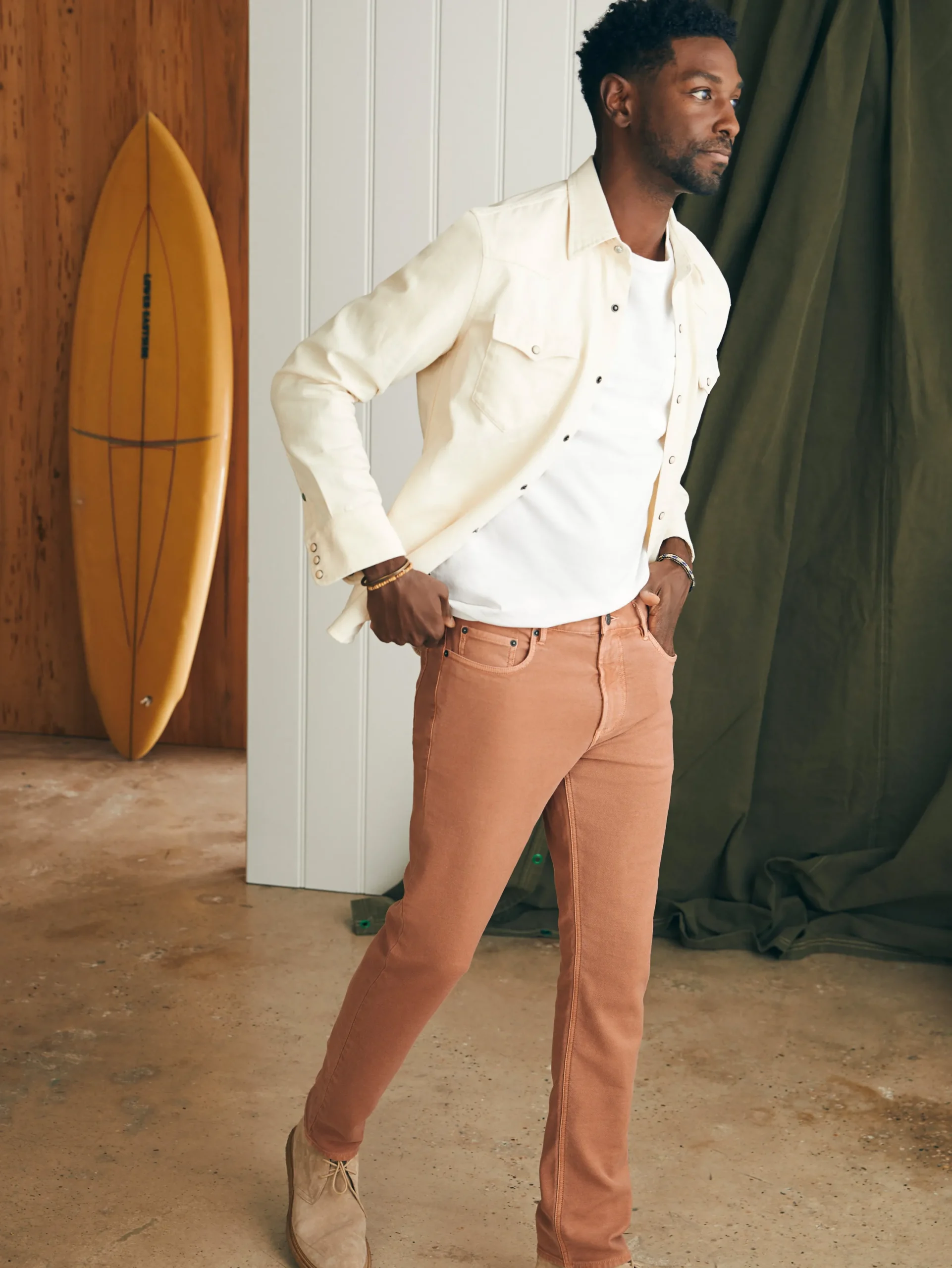 Faherty Brand Stretch Terry 5-Pocket Athletic Fit Pant (32" Inseam) -