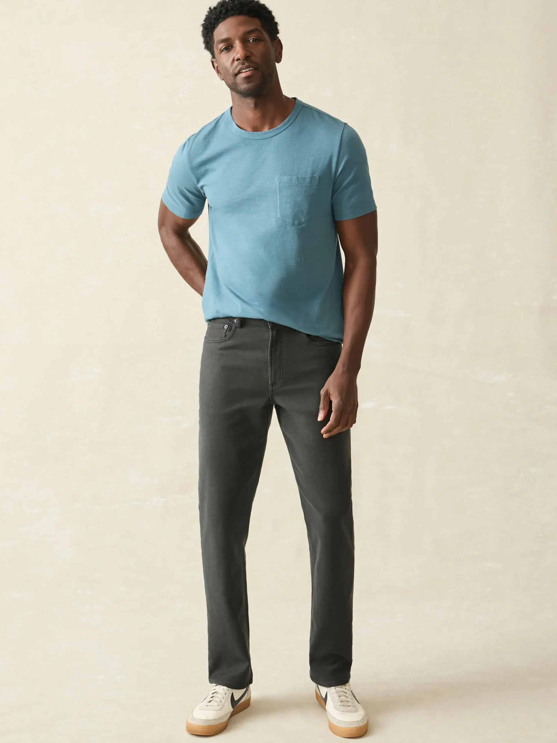 Faherty Brand Stretch Terry 5-Pocket Athletic Fit Pant -
