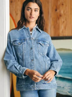 Women Faherty Brand Stretch Terry Trucker Jacket -