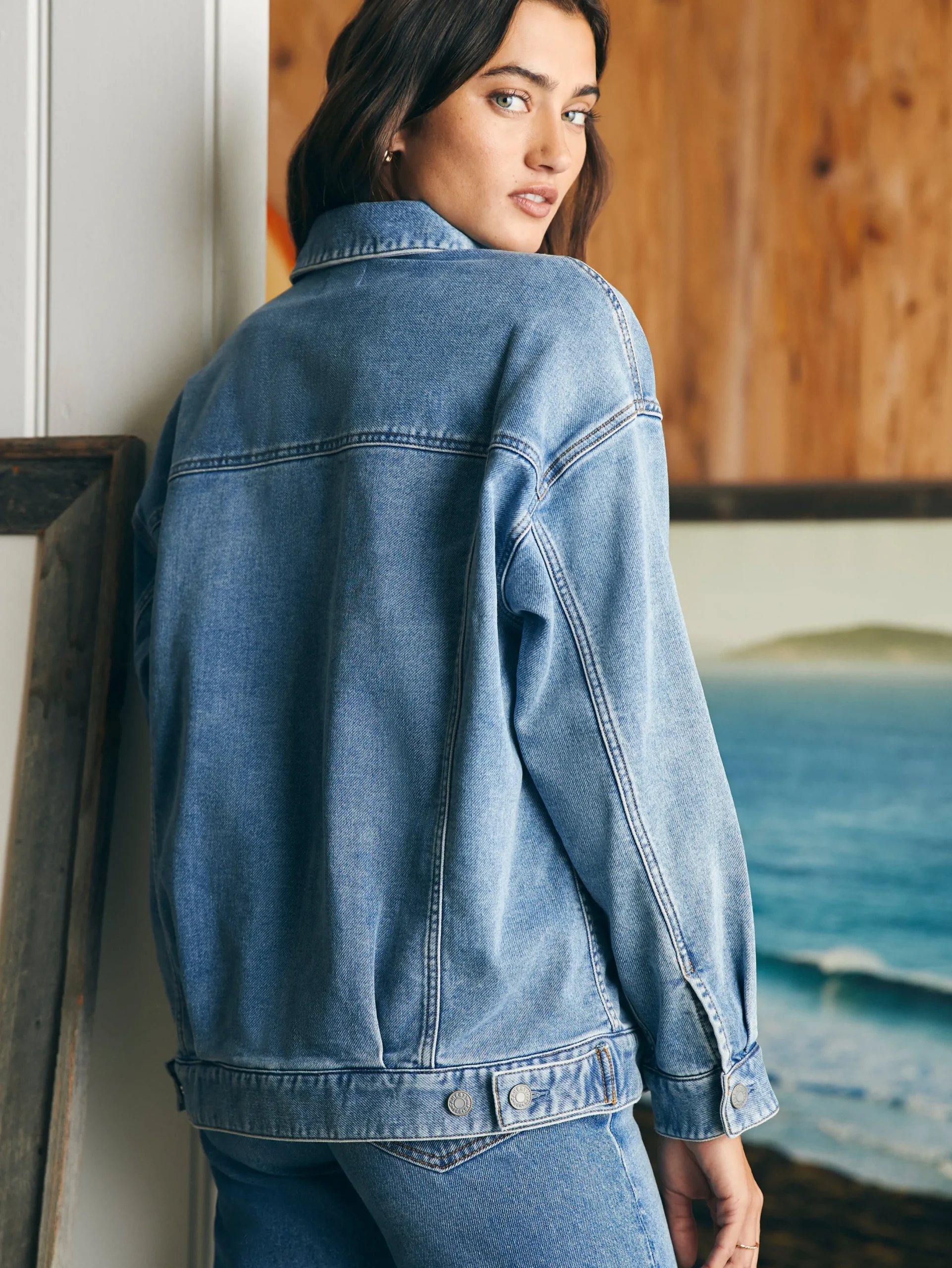 Women Faherty Brand Stretch Terry Trucker Jacket -