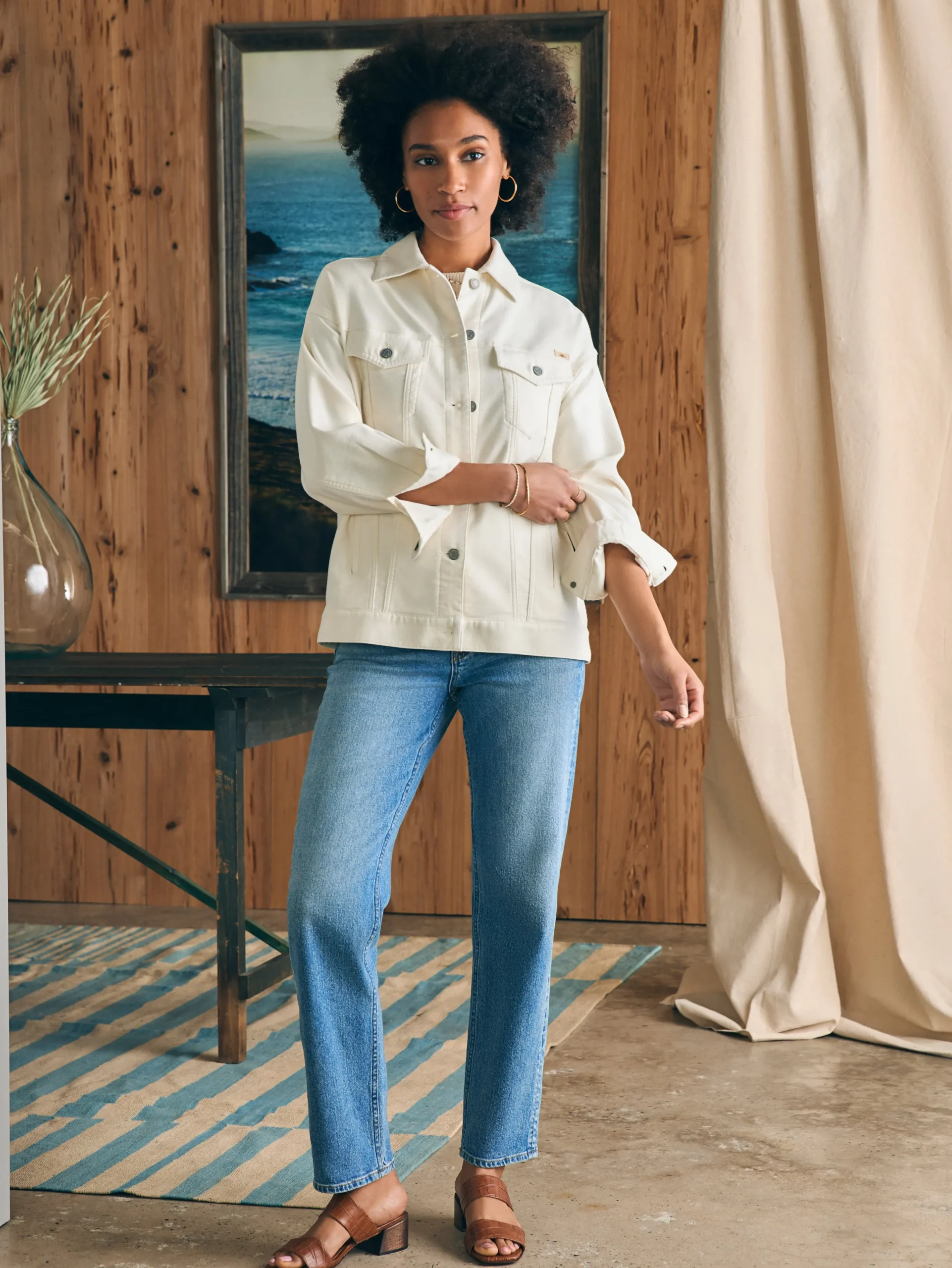 Women Faherty Brand Stretch Terry Trucker Jacket -