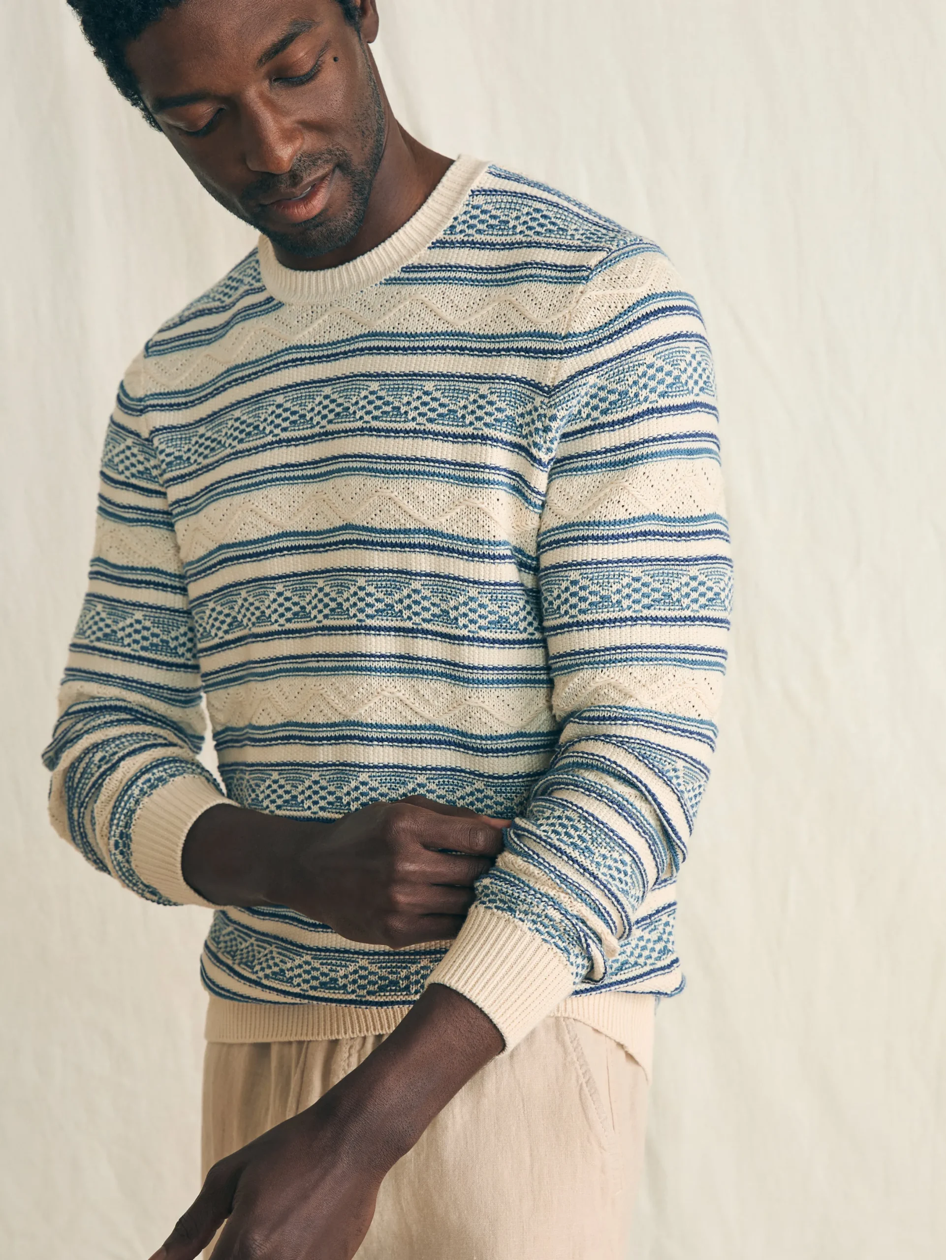 Faherty Brand Striped Crew Sweater -