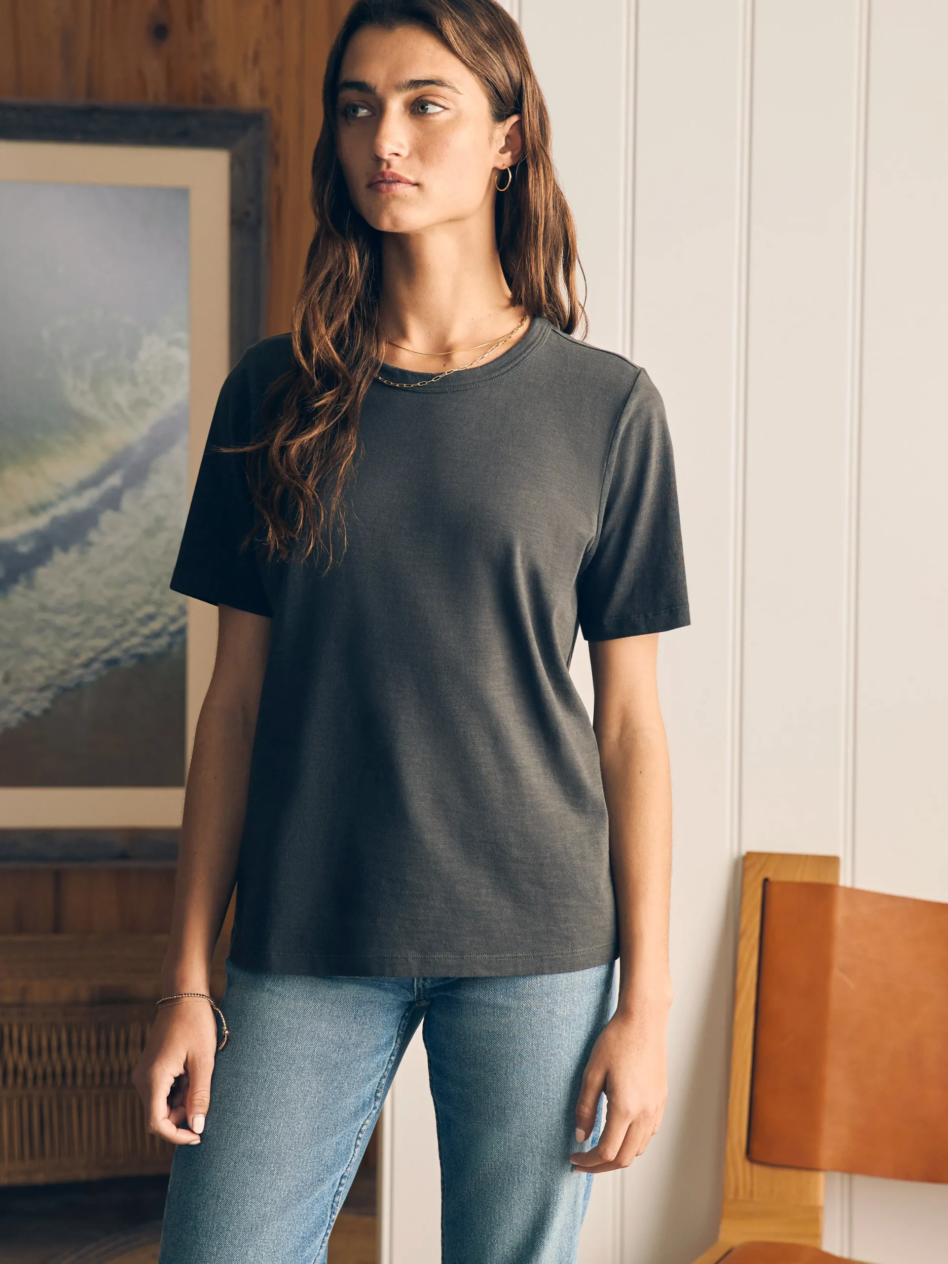 Women Faherty Brand Sunwashed Crew Tee -