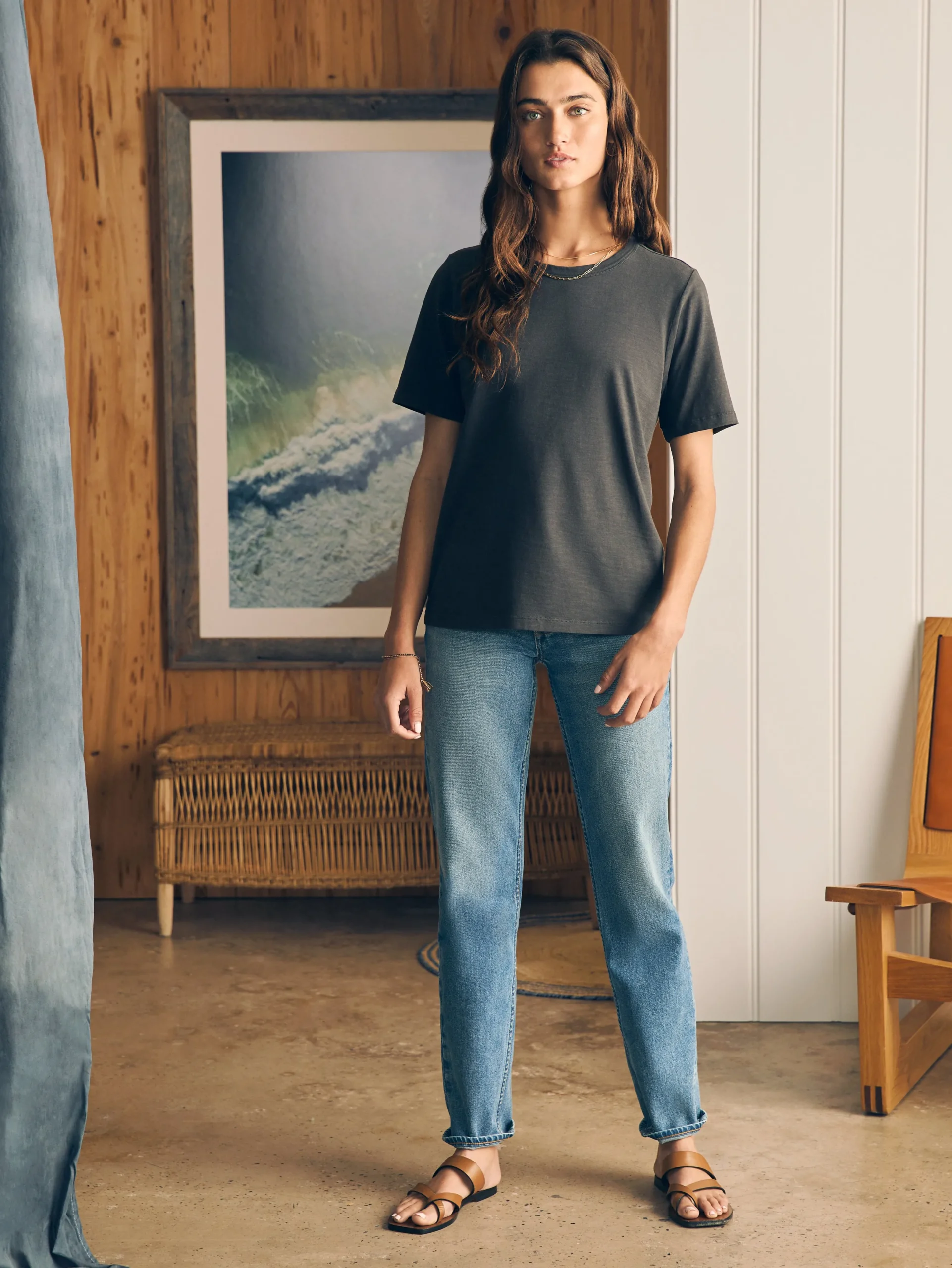 Women Faherty Brand Sunwashed Crew Tee -