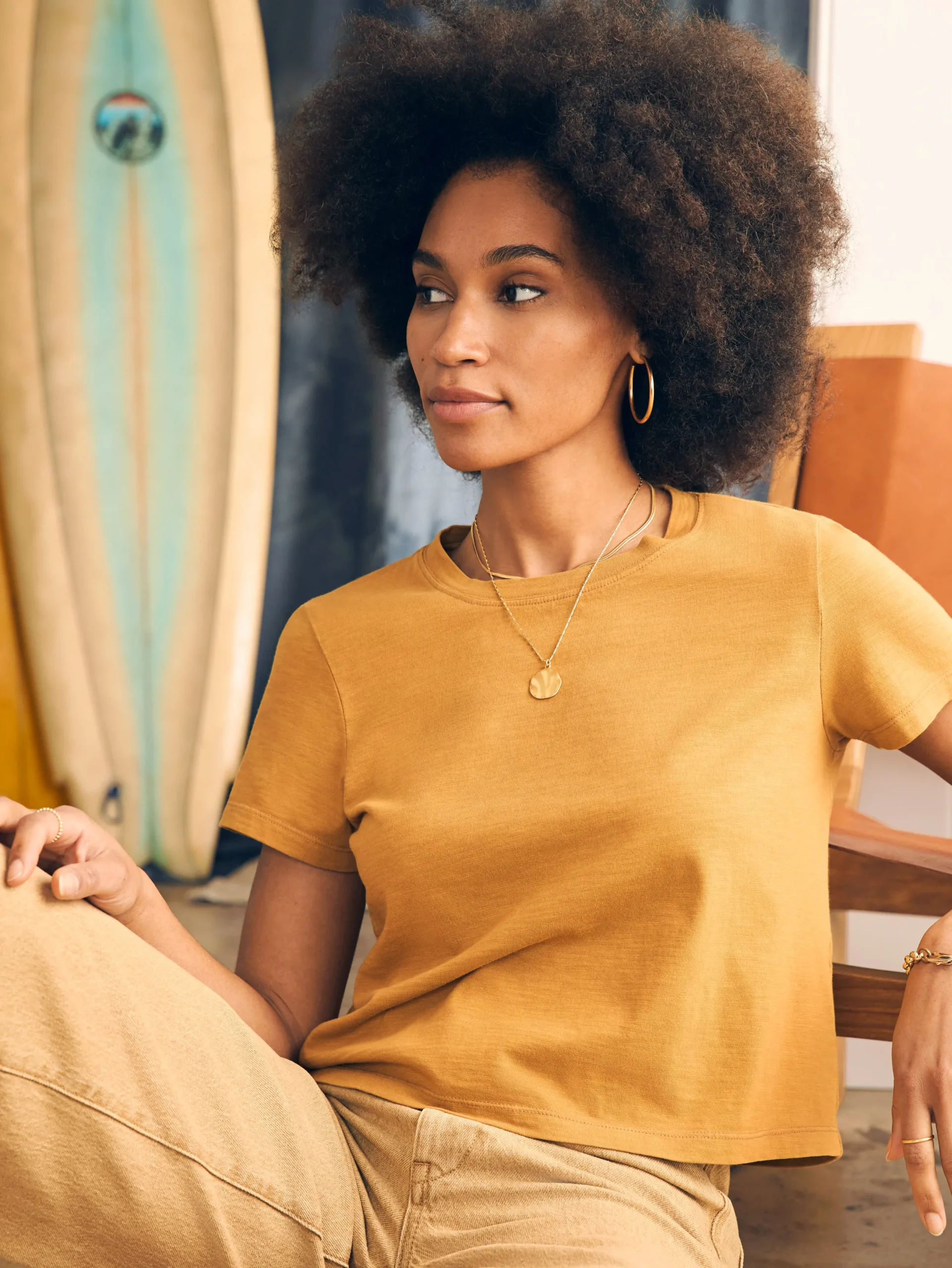 Women Faherty Brand Sunwashed Cropped Crew Tee -