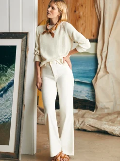 Women Faherty Brand Sunwashed Fisherman Crew Sweater -