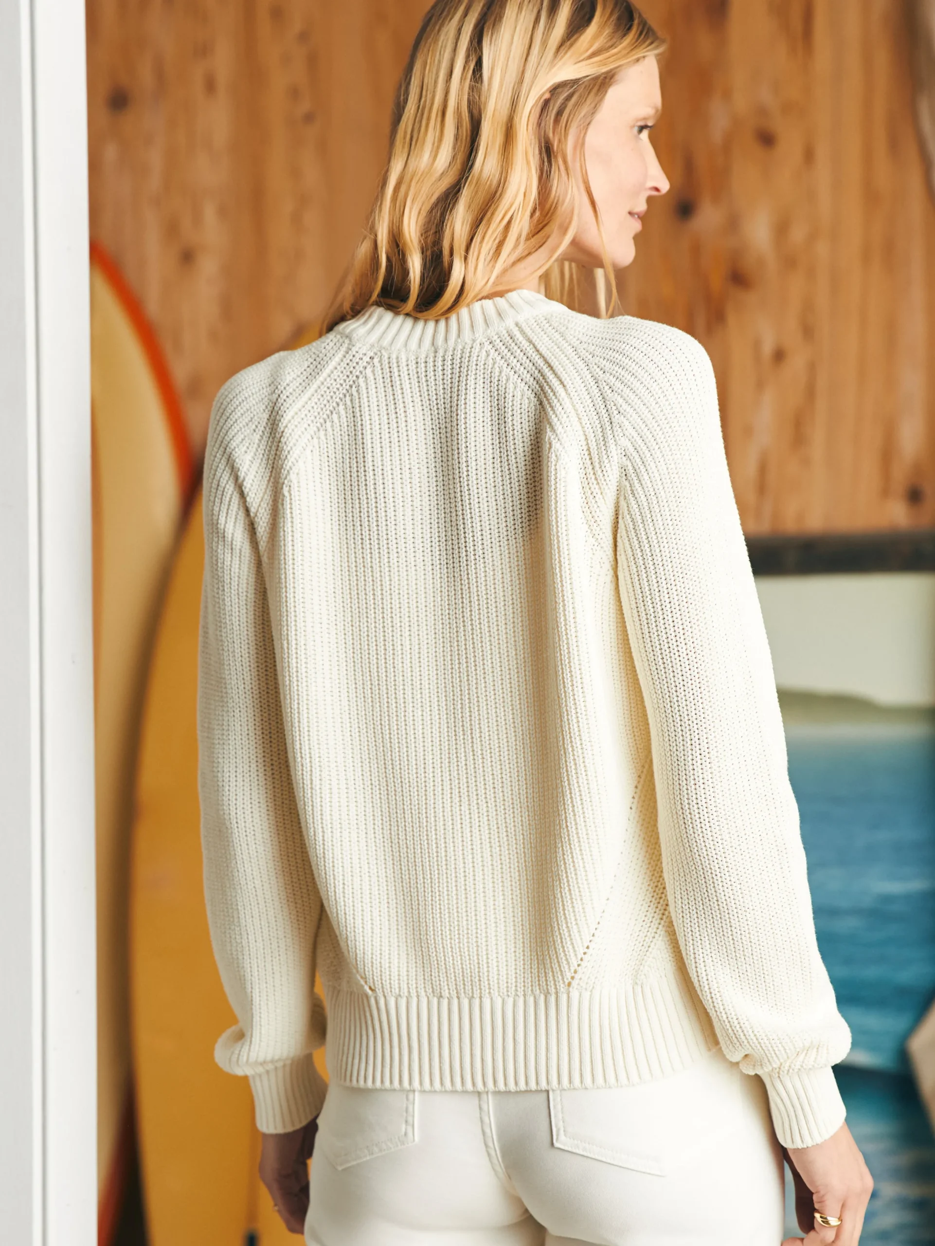 Women Faherty Brand Sunwashed Fisherman Crew Sweater -