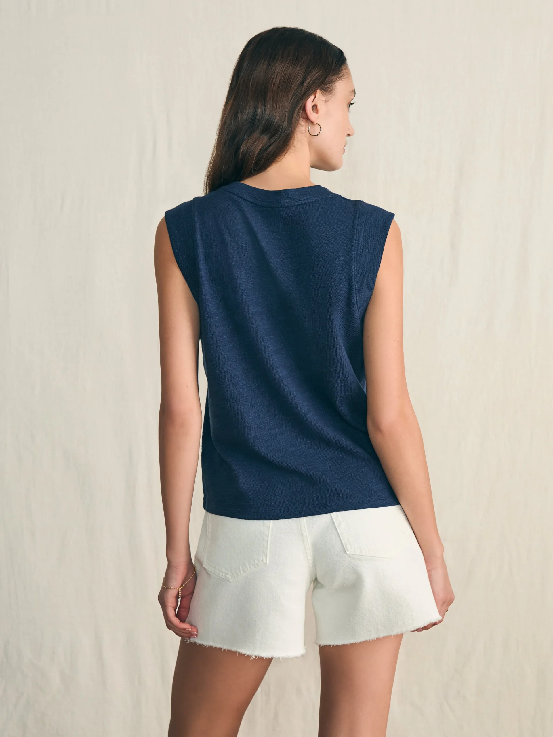 Women Faherty Brand Sunwashed Slub Muscle Tank -
